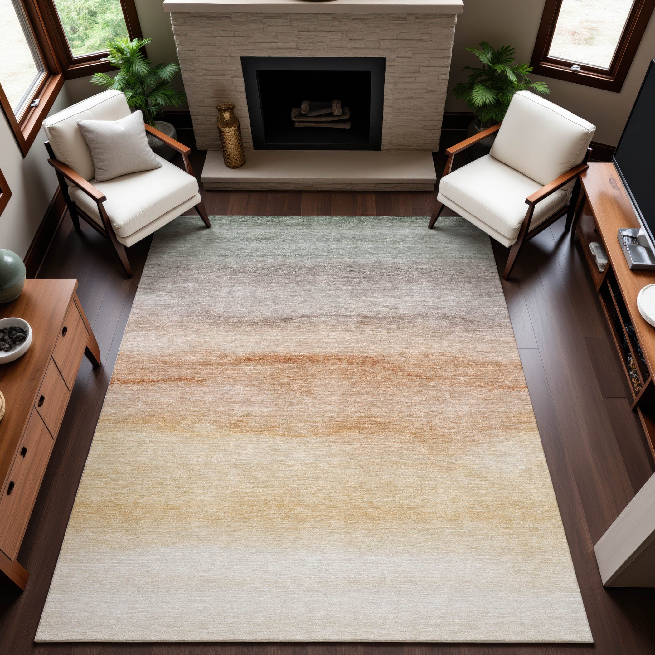 Hoi An Machine Washable Transitional Coral Orange Rug 2'6" x 3'10" #shape_Rectangle