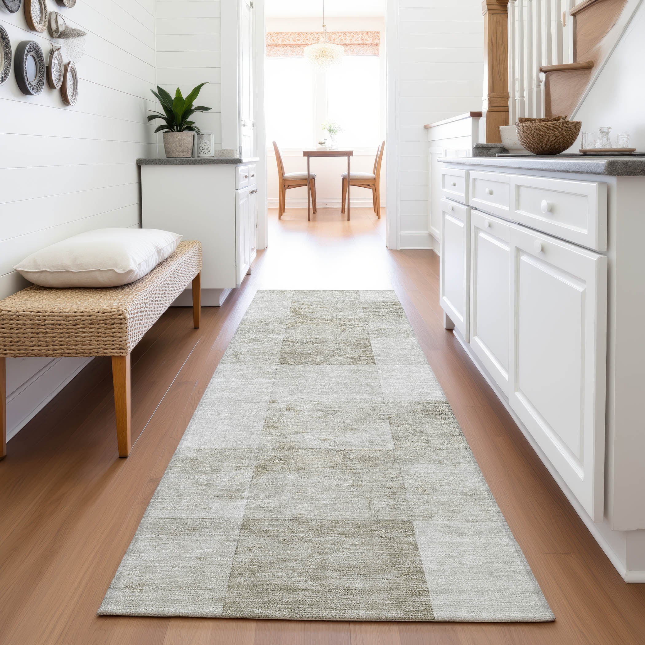Siena Machine Washable Transitional Beige Brown Rug 2'3" x 7'6" #shape_Runner
