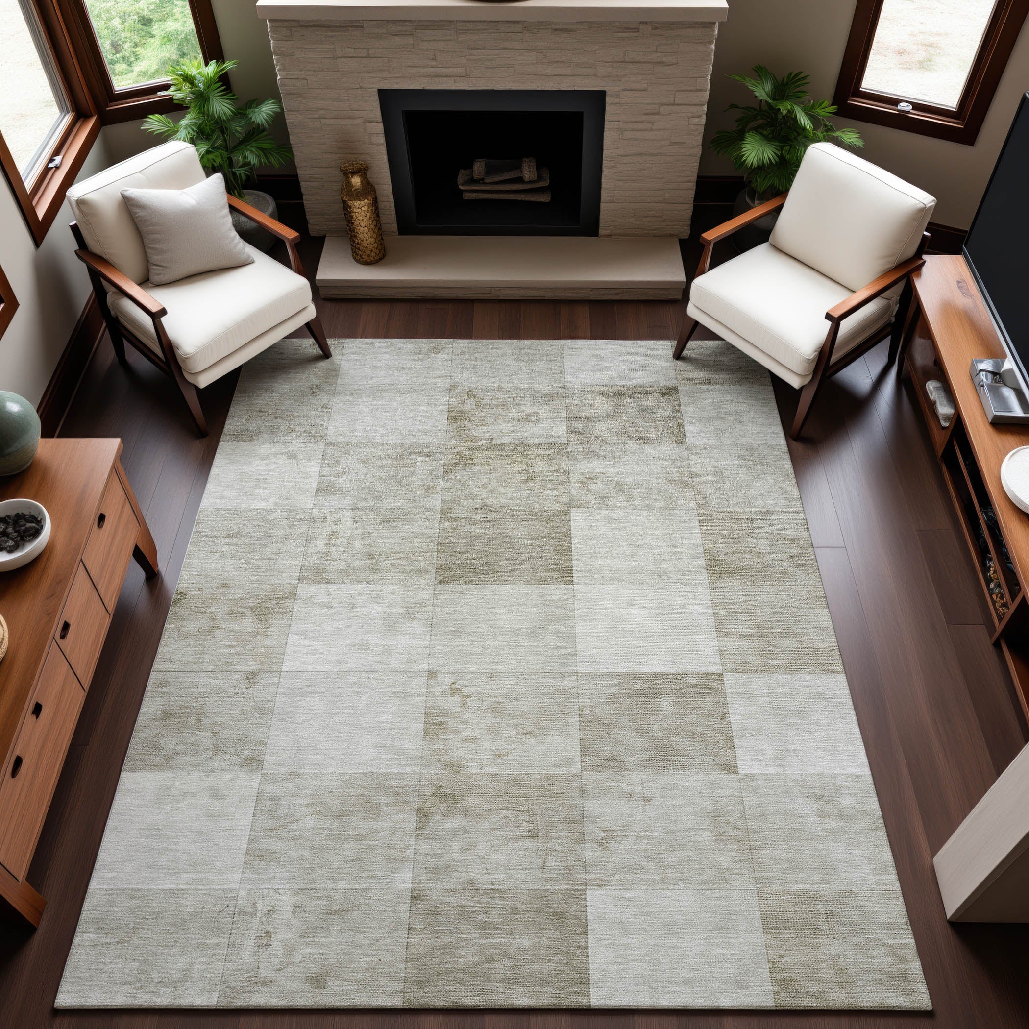 Siena Machine Washable Transitional Beige Brown Rug 2'6" x 3'10" #shape_Rectangle