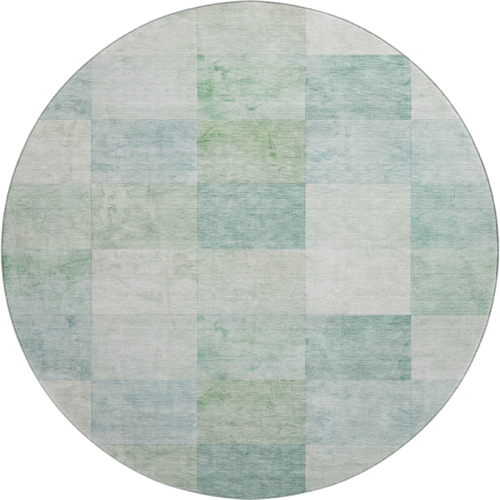 Siena Machine Washable Transitional Seafoam Blue Rug 8' x 8' #shape_Round