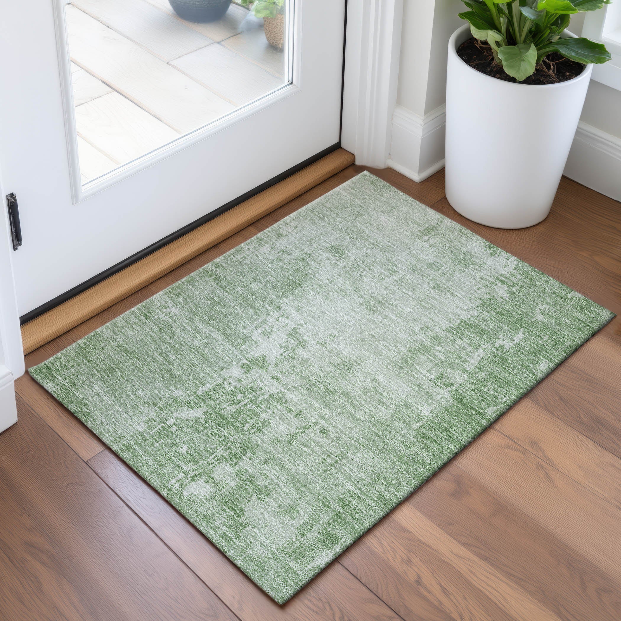 Salzburg Machine Washable Transitional Mint Green Rug 1'8" x 2'6" #shape_Rectangle
