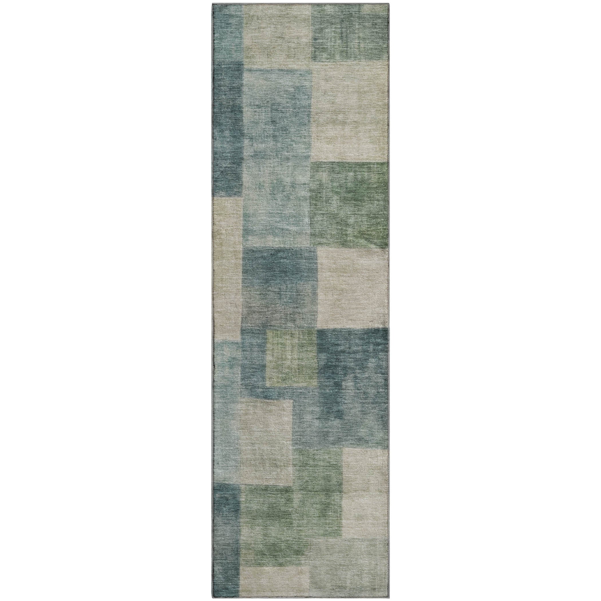 Kyoto Machine Washable Transitional Seafoam Blue Rug 2'3" x 7'6" #shape_Runner