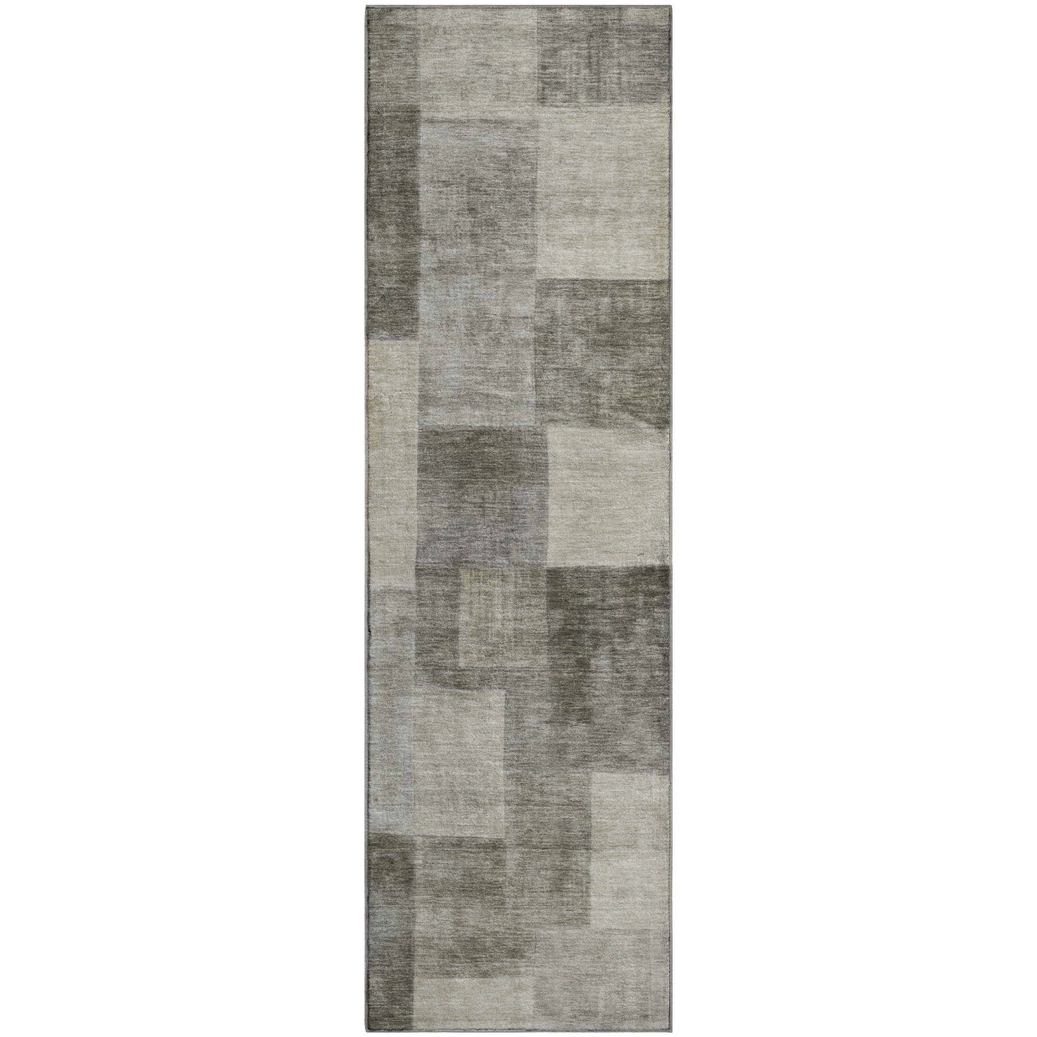 Kyoto Machine Washable Transitional Taupe Brown Rug 2'3" x 7'6" #shape_Runner