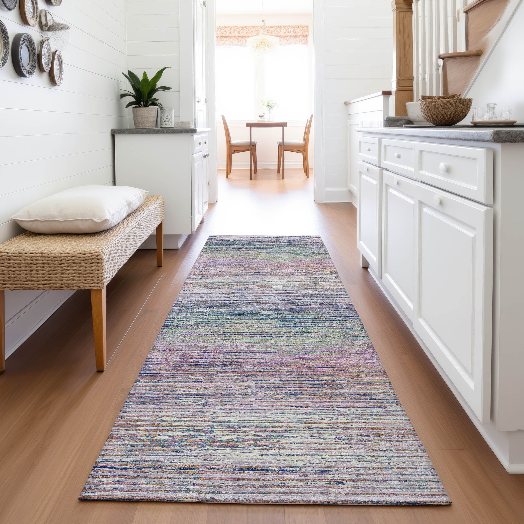 Dublin Machine Washable Transitional Blush Pink Rug 2'3" x 7'6" #shape_Runner