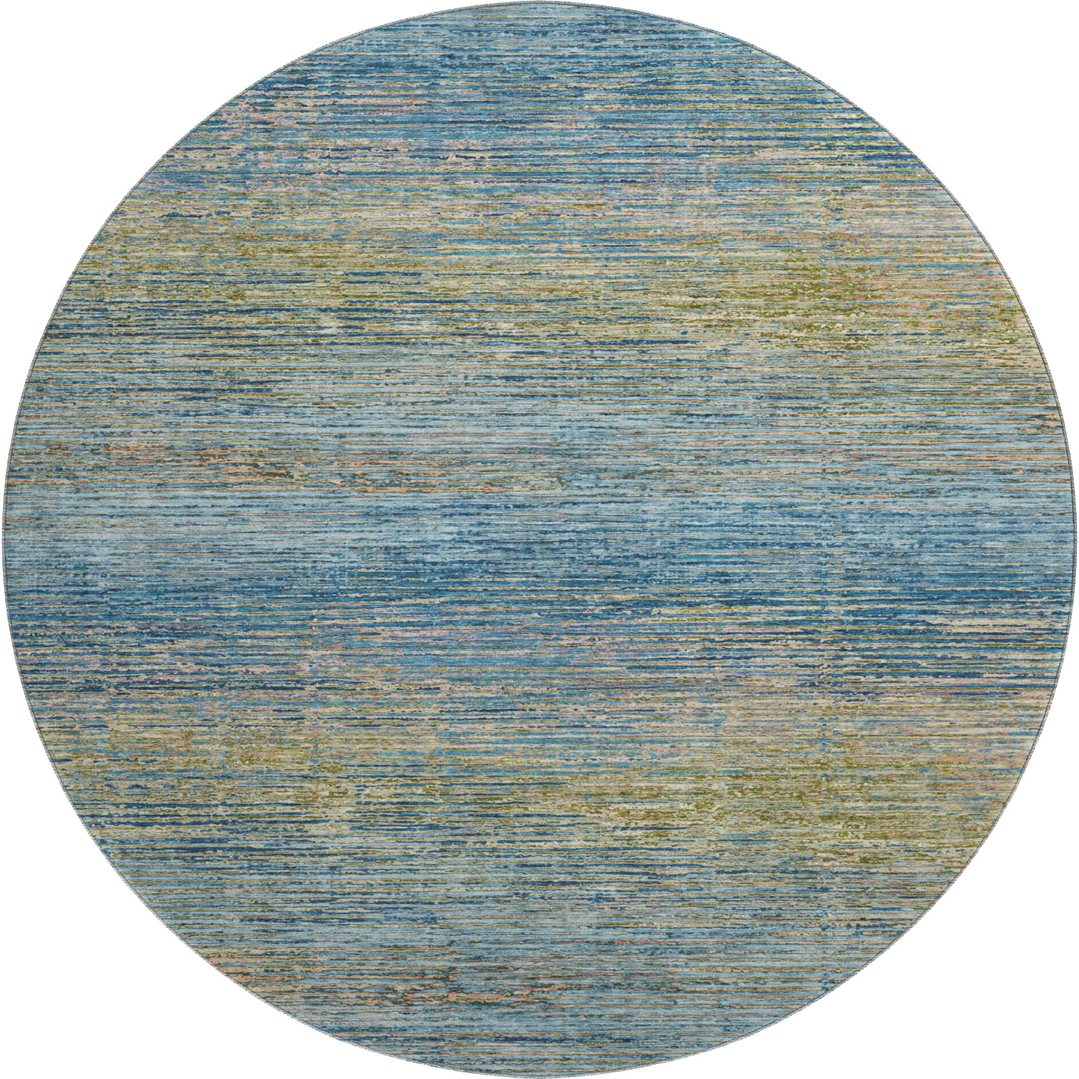 Dublin Machine Washable Transitional Denim Blue Rug 8' x 8' #shape_Round