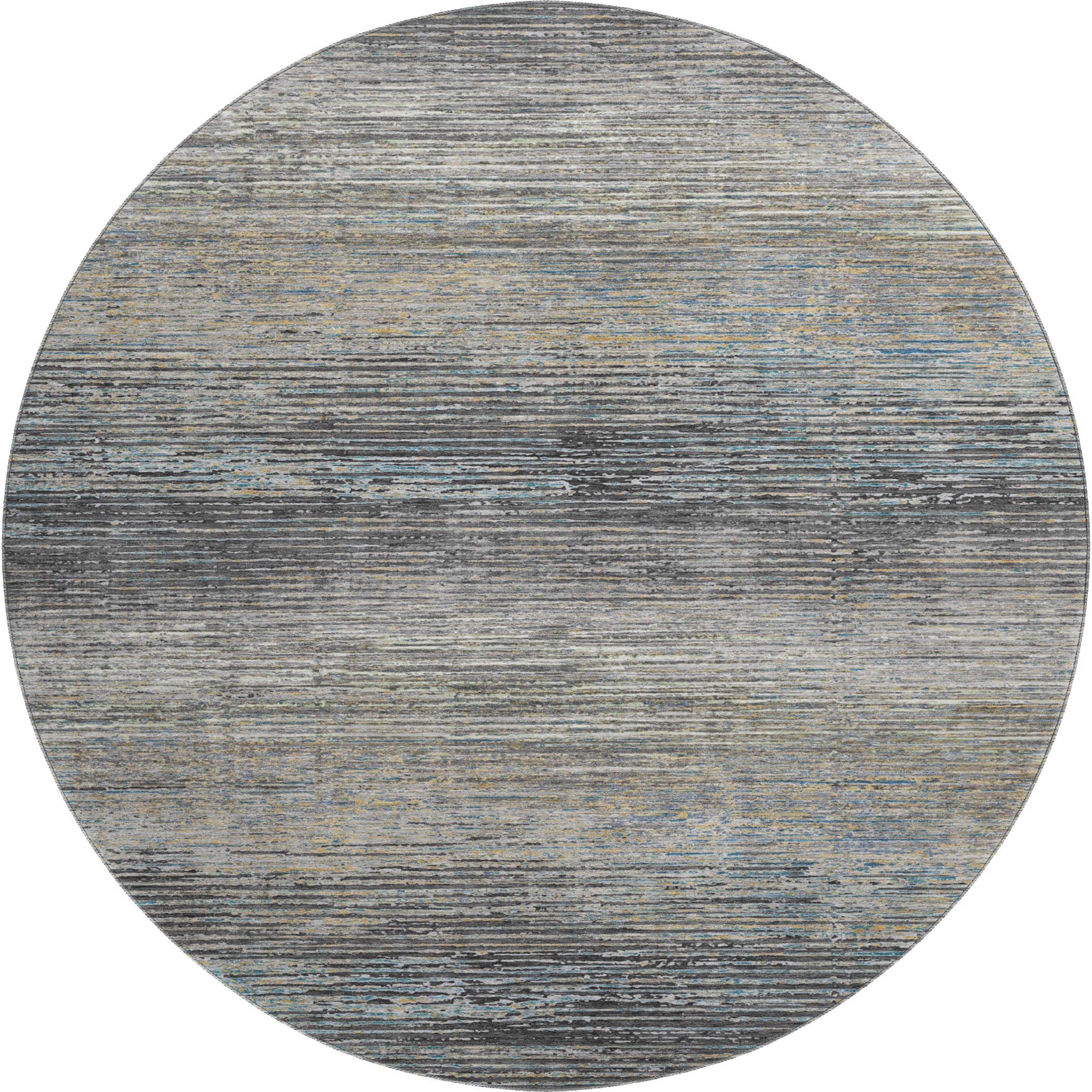 Dublin Machine Washable Transitional Granite Gray Rug 8' x 8' #shape_Round