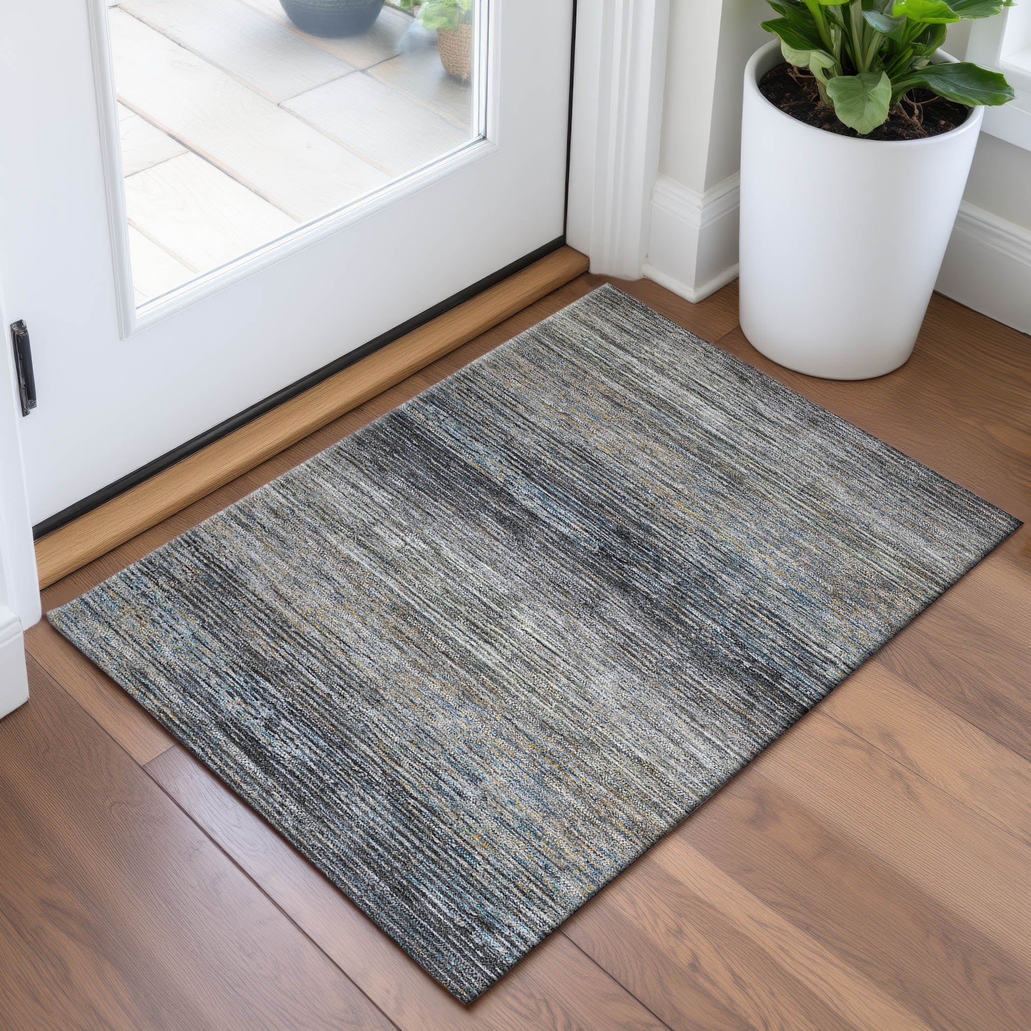 Dublin Machine Washable Transitional Granite Gray Rug 1'8" x 2'6" #shape_Rectangle