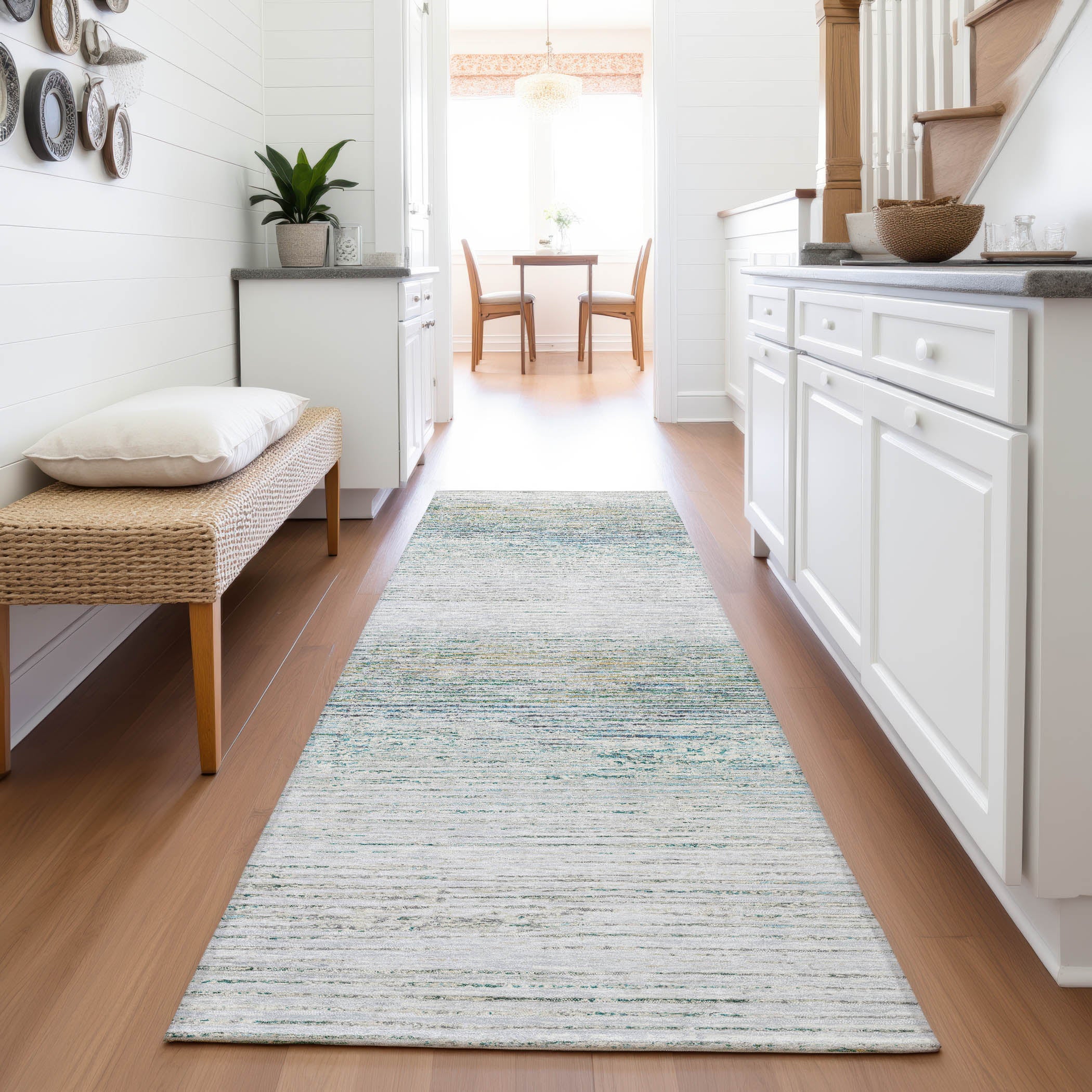 Dublin Machine Washable Transitional Linen Ivory Rug 2'3" x 7'6" #shape_Runner