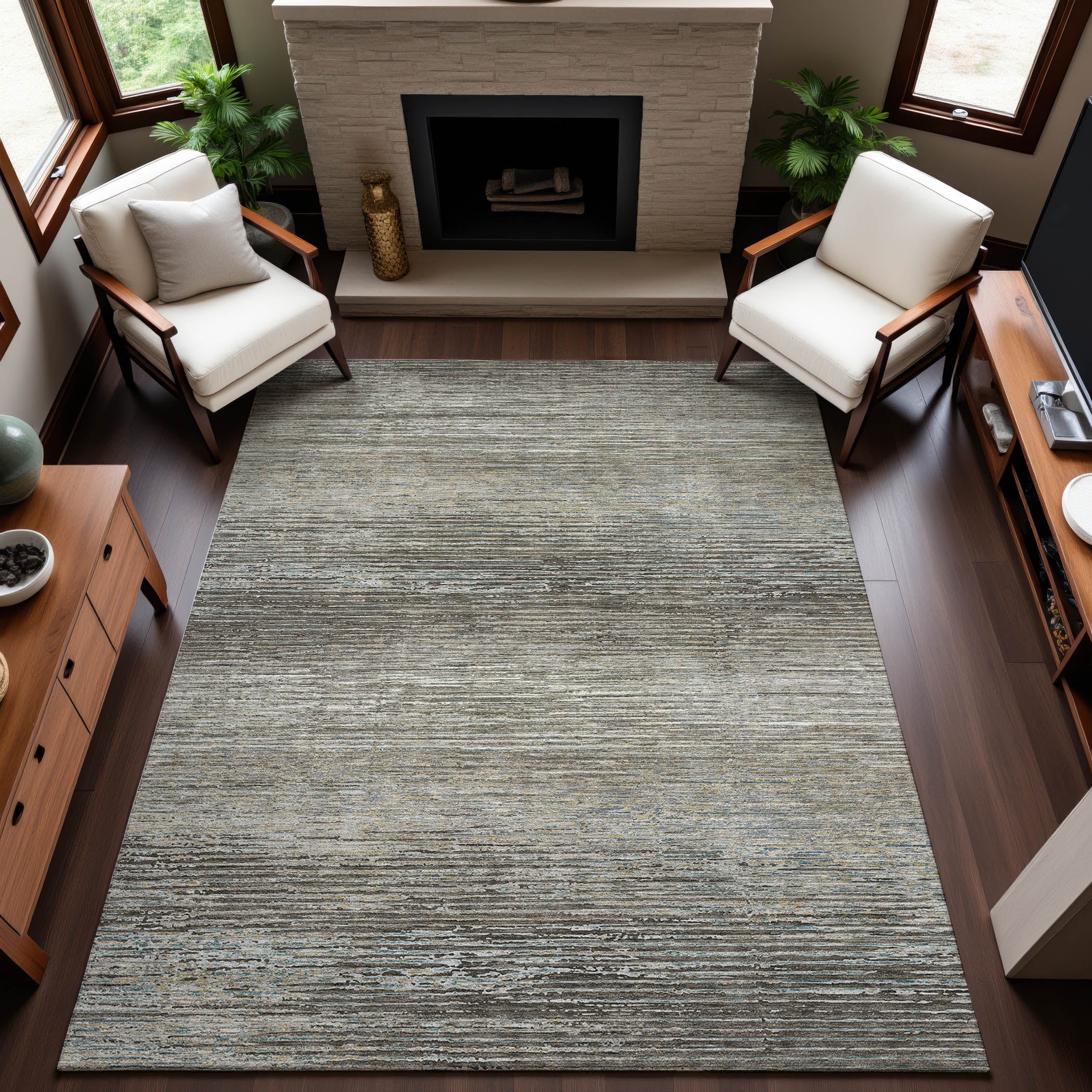 Dublin Machine Washable Transitional Taupe Brown Rug 2'6" x 3'10" #shape_Rectangle