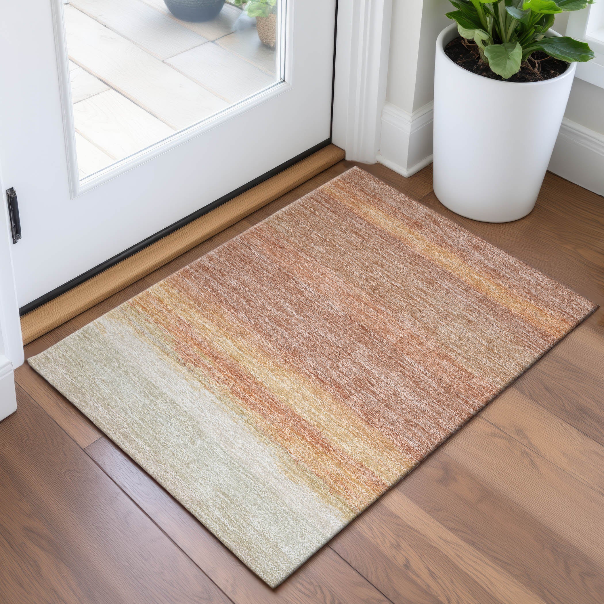 Seville Machine Washable Transitional Salmon Orange Rug 1'8" x 2'6" #shape_Rectangle