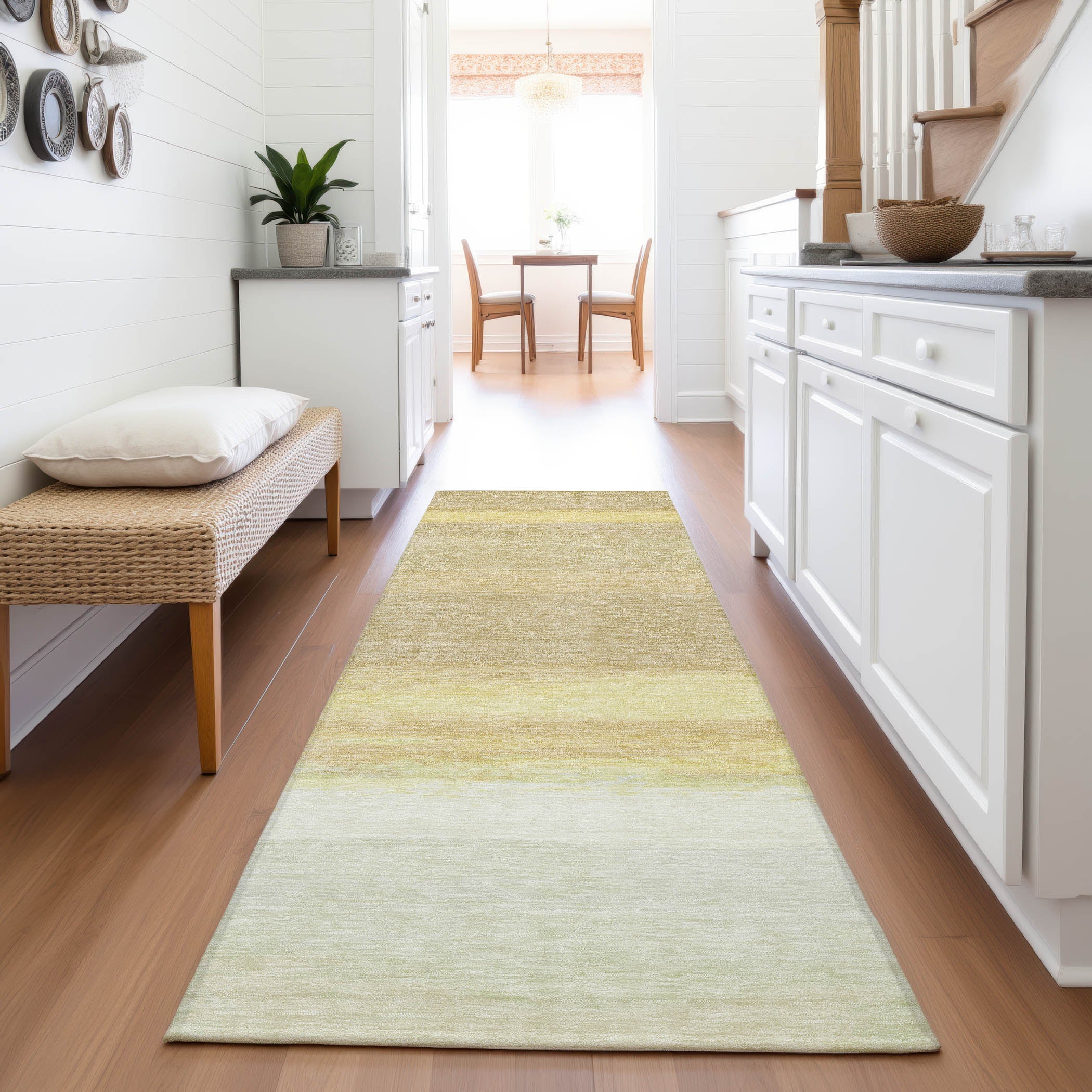 Seville Machine Washable Transitional Tan Brown Rug 2'3" x 7'6" #shape_Runner