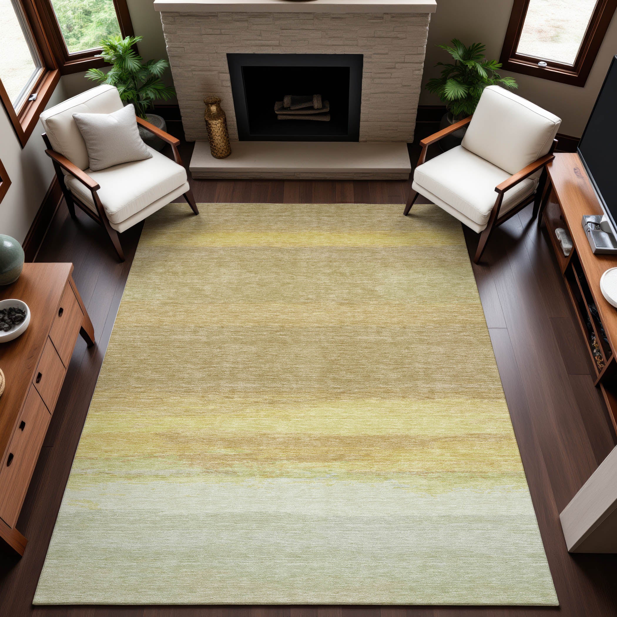 Seville Machine Washable Transitional Tan Brown Rug 2'6" x 3'10" #shape_Rectangle