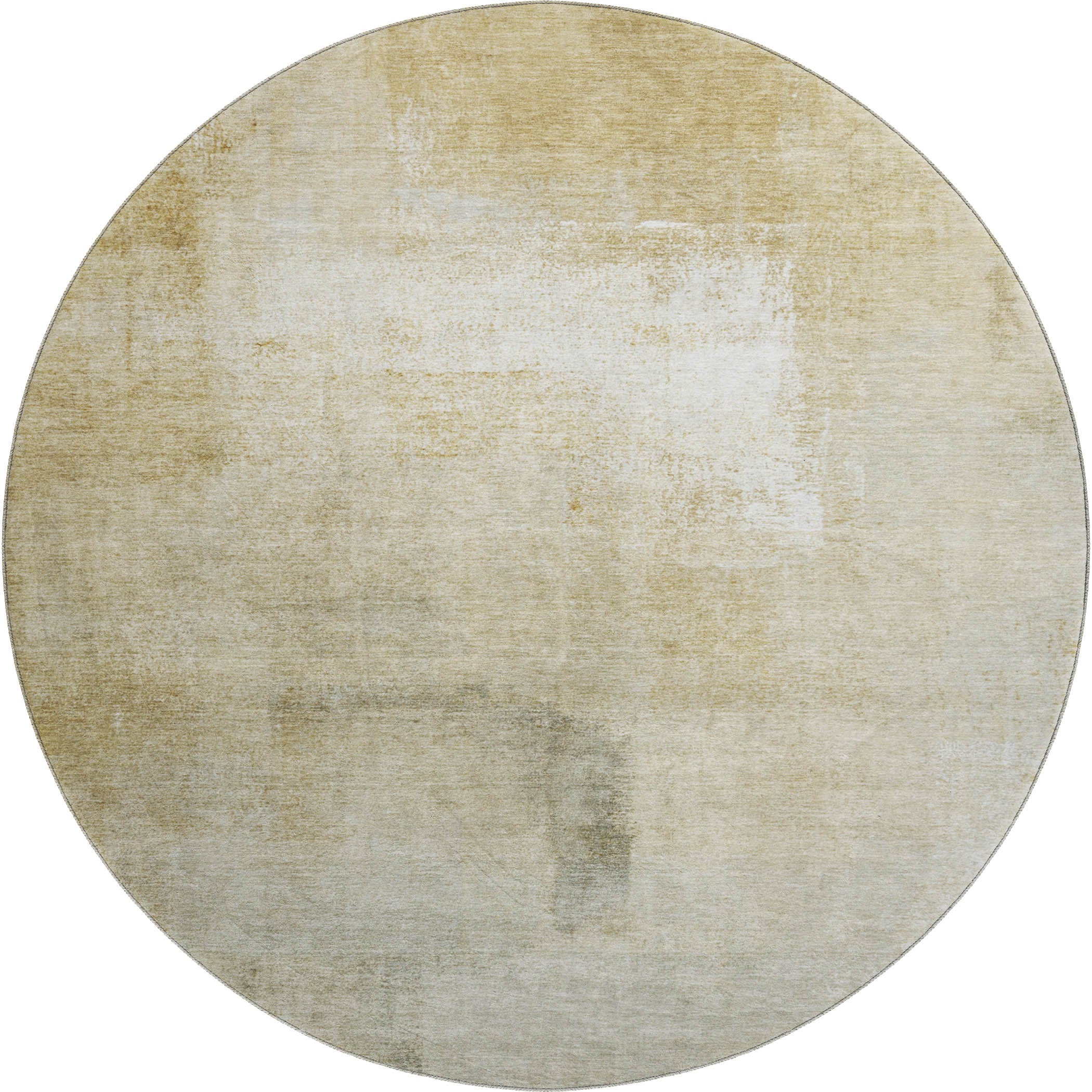 Santorini Machine Washable Transitional Wheat Gold Rug 8' x 8' #shape_Round