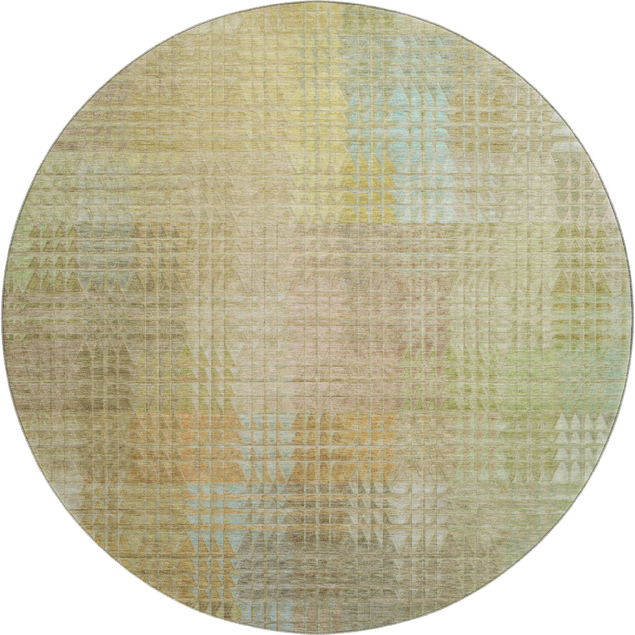 Vienna Machine Washable Transitional Beige Brown Rug 8' x 8' #shape_Round