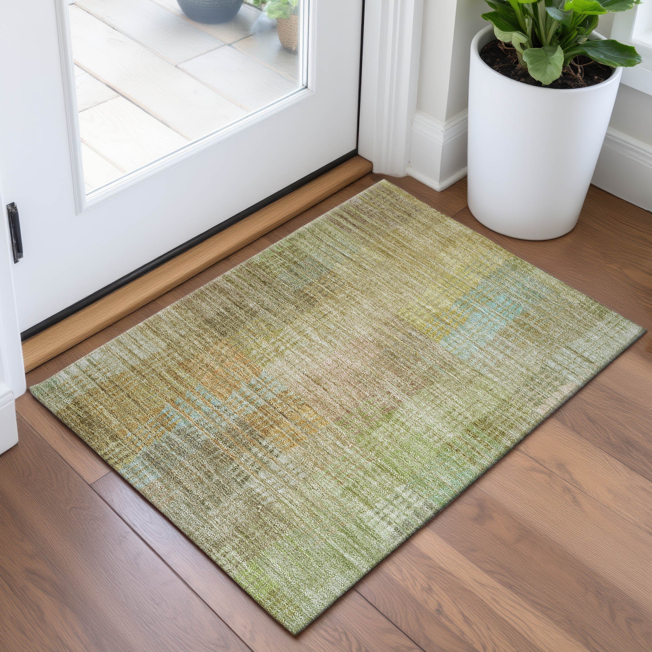 Vienna Machine Washable Transitional Beige Brown Rug 1'8" x 2'6" #shape_Rectangle