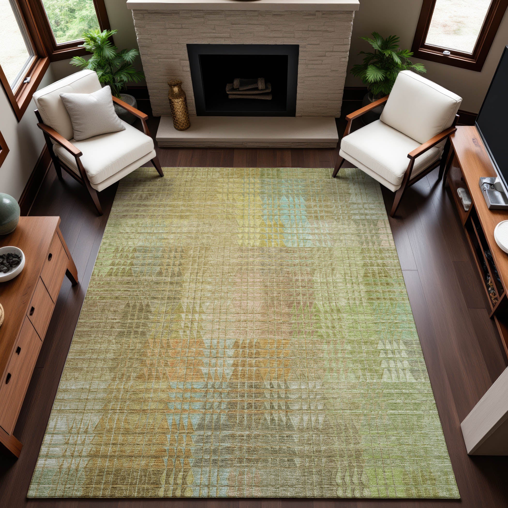 Vienna Machine Washable Transitional Beige Brown Rug 2'6" x 3'10" #shape_Rectangle