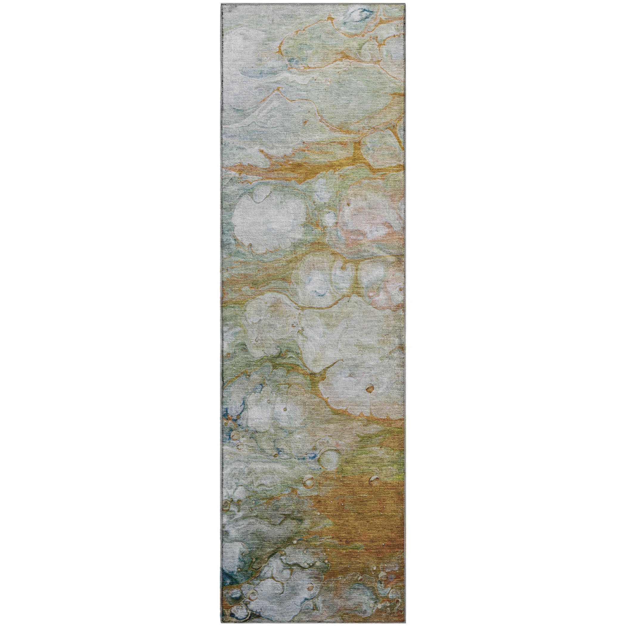 Dublin Machine Washable Transitional Paprika Orange Rug 2'3" x 7'6" #shape_Runner