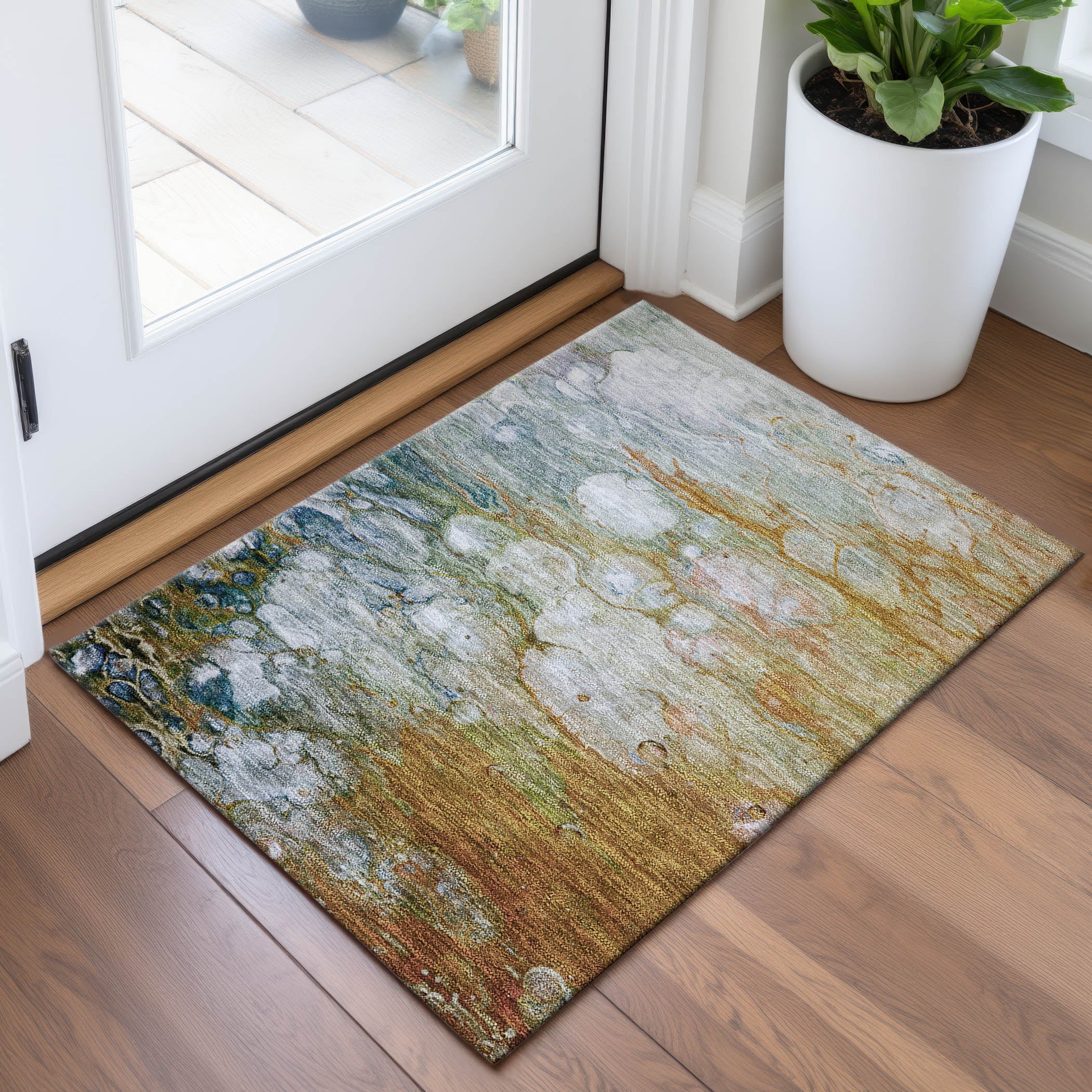 Dublin Machine Washable Transitional Paprika Orange Rug 1'8" x 2'6" #shape_Rectangle