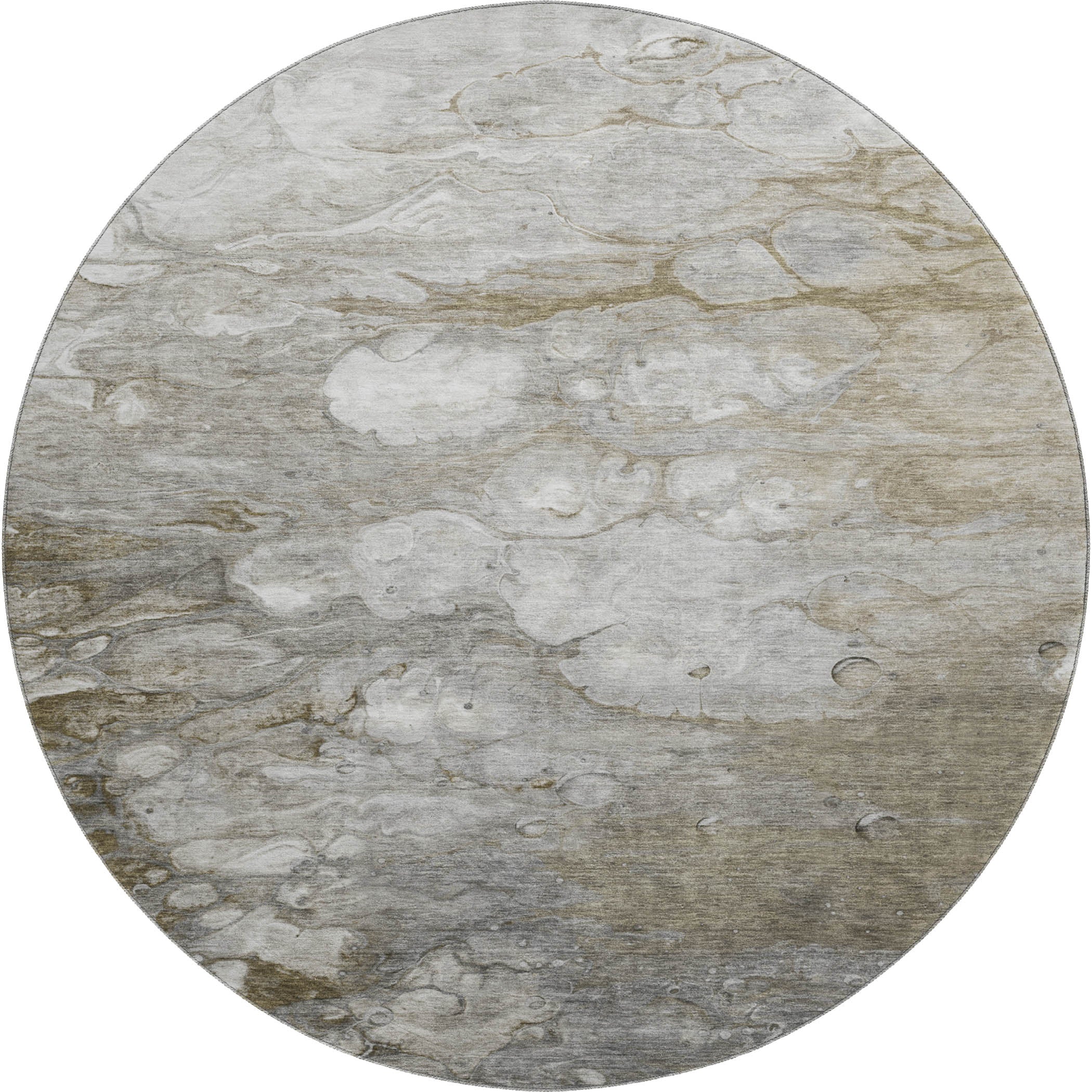 Dublin Machine Washable Transitional Taupe Brown Rug 8' x 8' #shape_Round