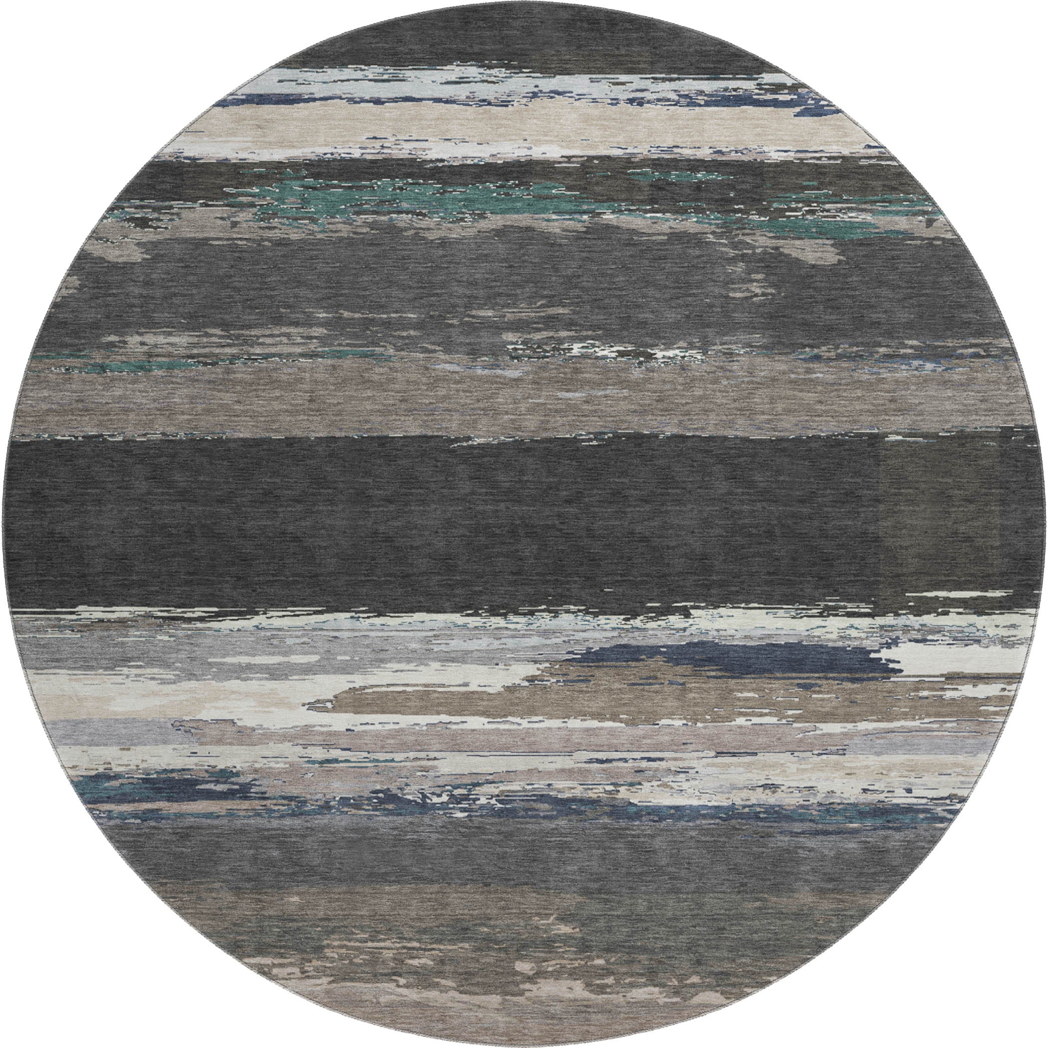Montevideo Machine Washable Transitional Black Rug 8' x 8' #shape_Round