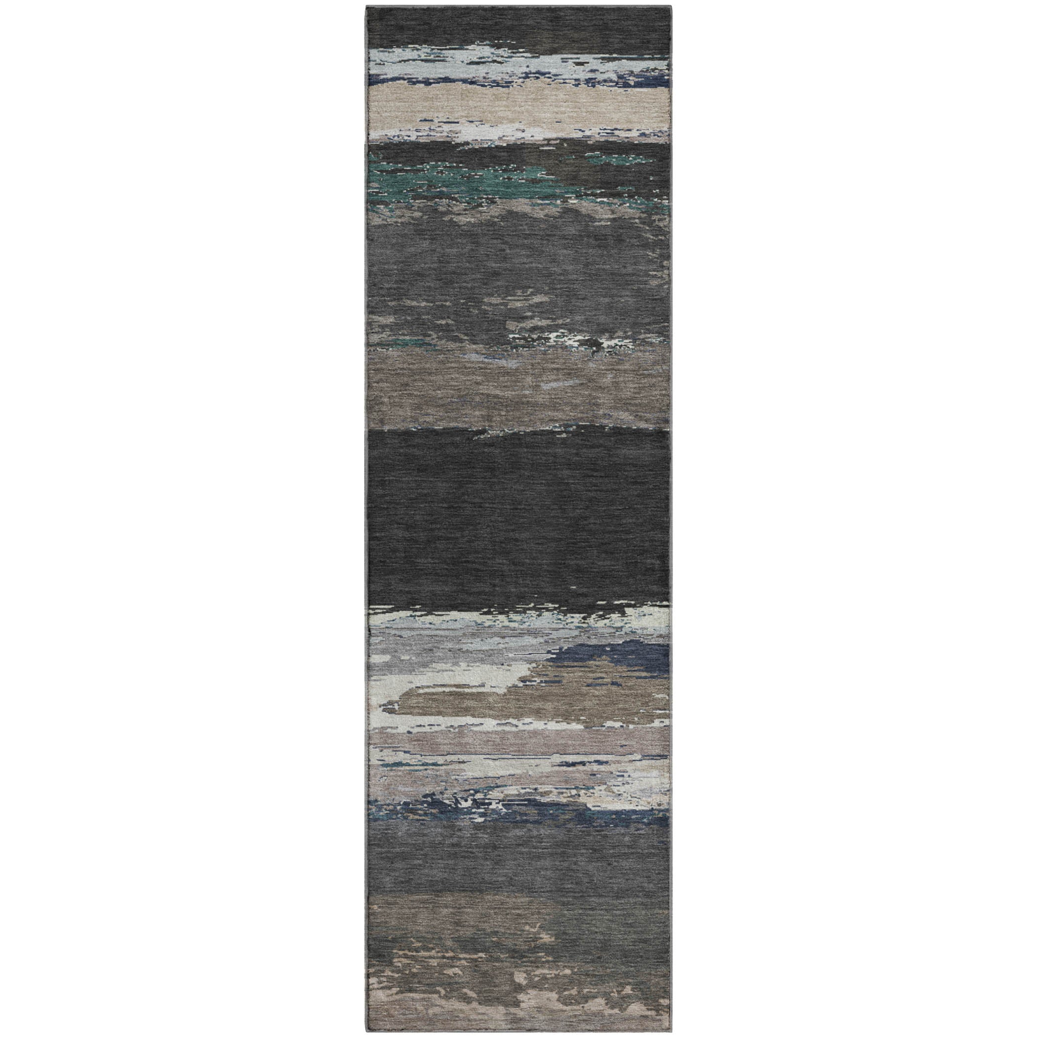 Montevideo Machine Washable Transitional Black Rug 2'3" x 7'6" #shape_Runner
