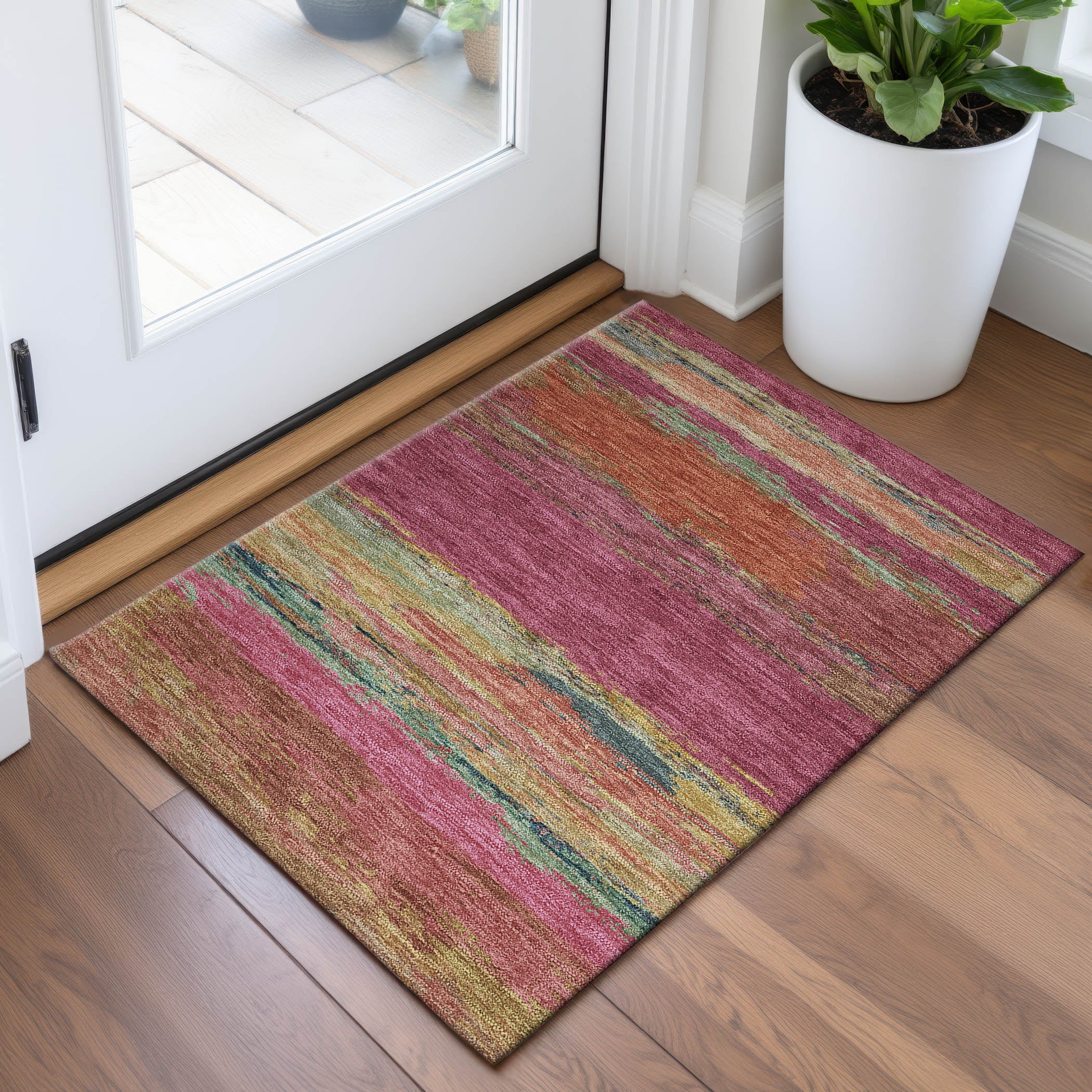 Montevideo Machine Washable Transitional Blush Pink Rug 1'8" x 2'6" #shape_Rectangle