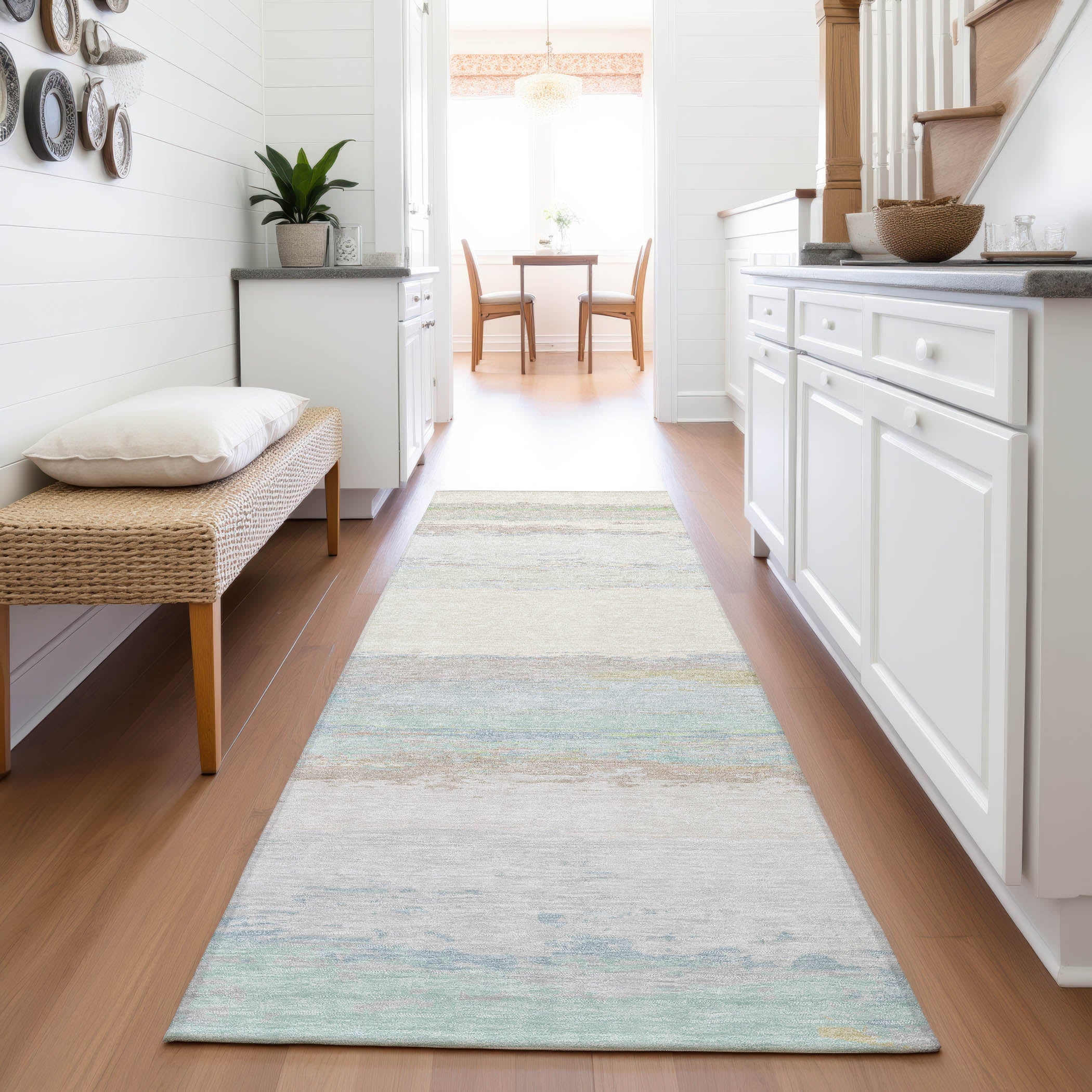 Montevideo Machine Washable Transitional Ivory Rug 2'3" x 7'6" #shape_Runner
