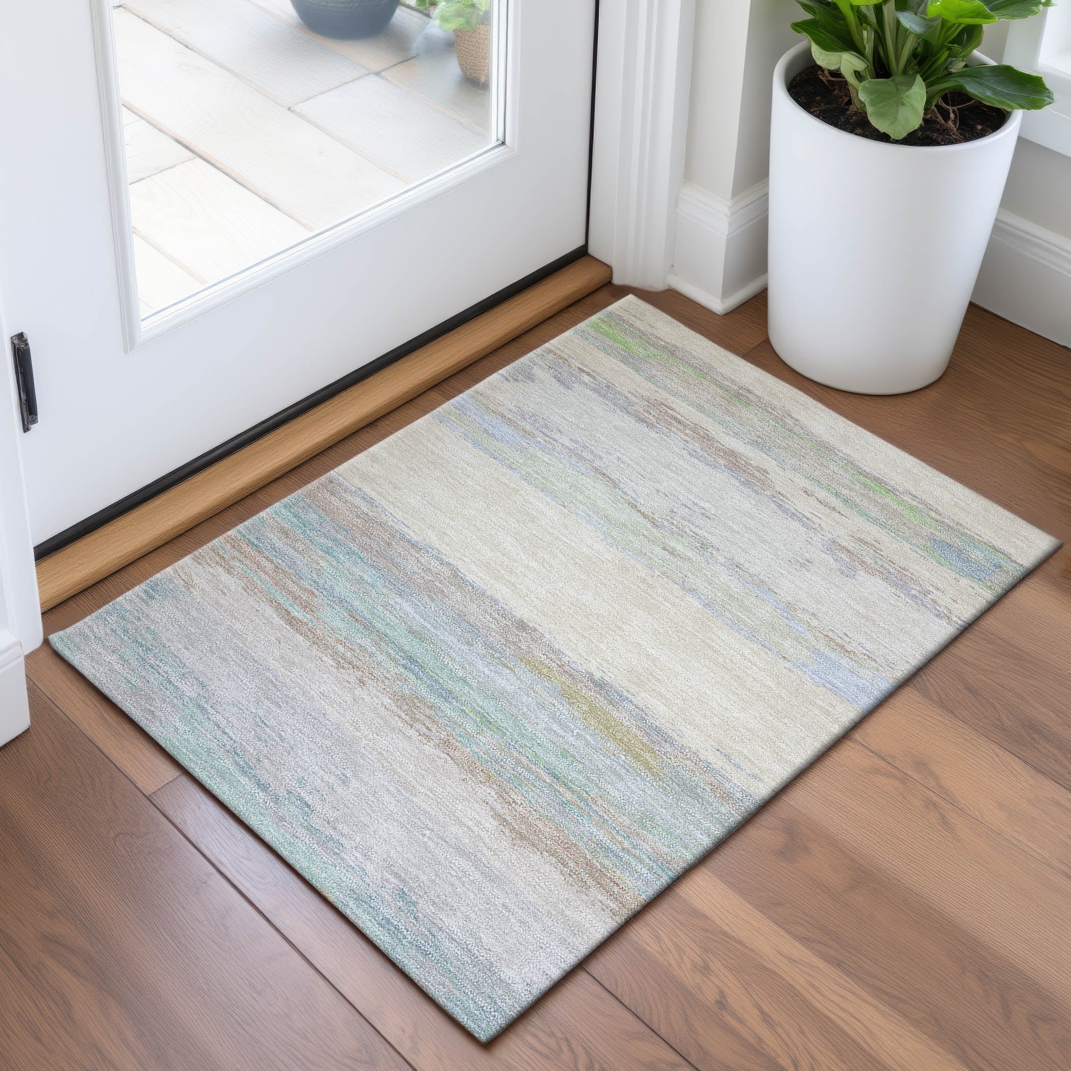 Montevideo Machine Washable Transitional Ivory Rug 1'8" x 2'6" #shape_Rectangle
