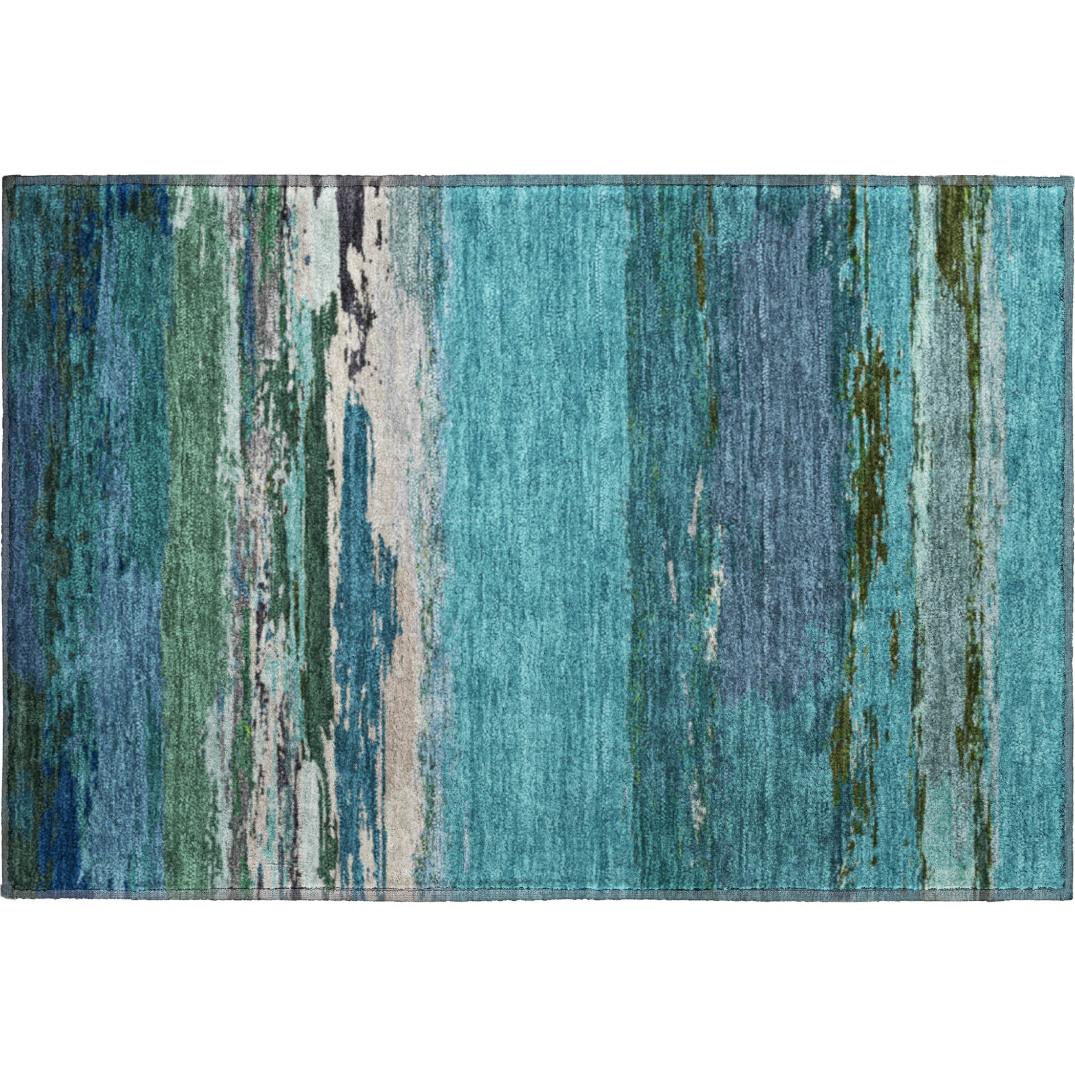 Montevideo Machine Washable Transitional Teal Rug 1'8" x 2'6" #shape_Rectangle