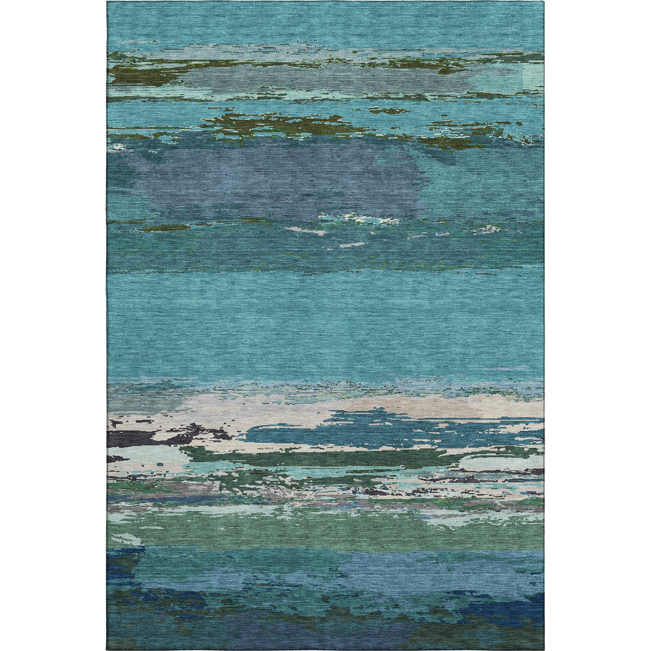 Montevideo Machine Washable Transitional Teal Rug 2'6" x 3'10" #shape_Rectangle