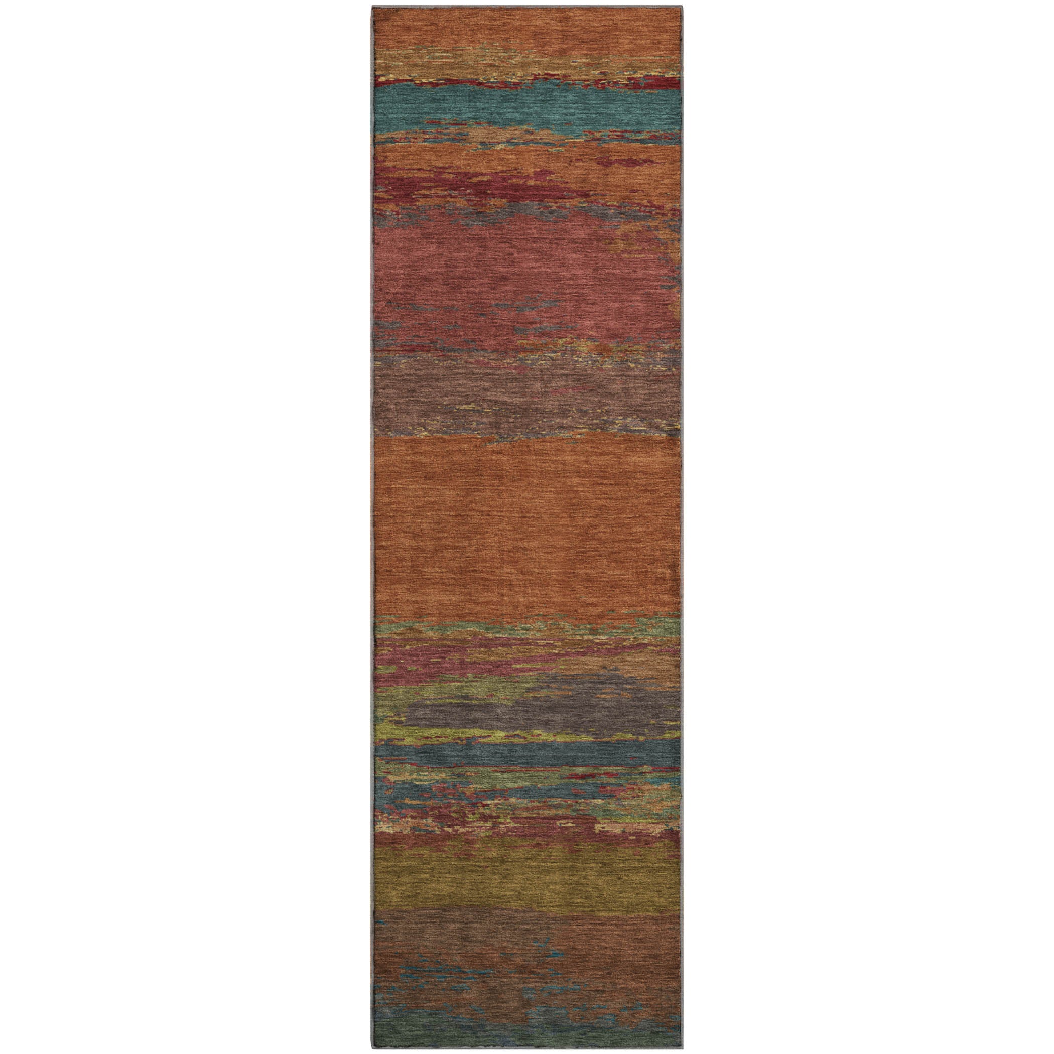 Montevideo Machine Washable Transitional Terracotta Orange Rug 2'3" x 7'6" #shape_Runner