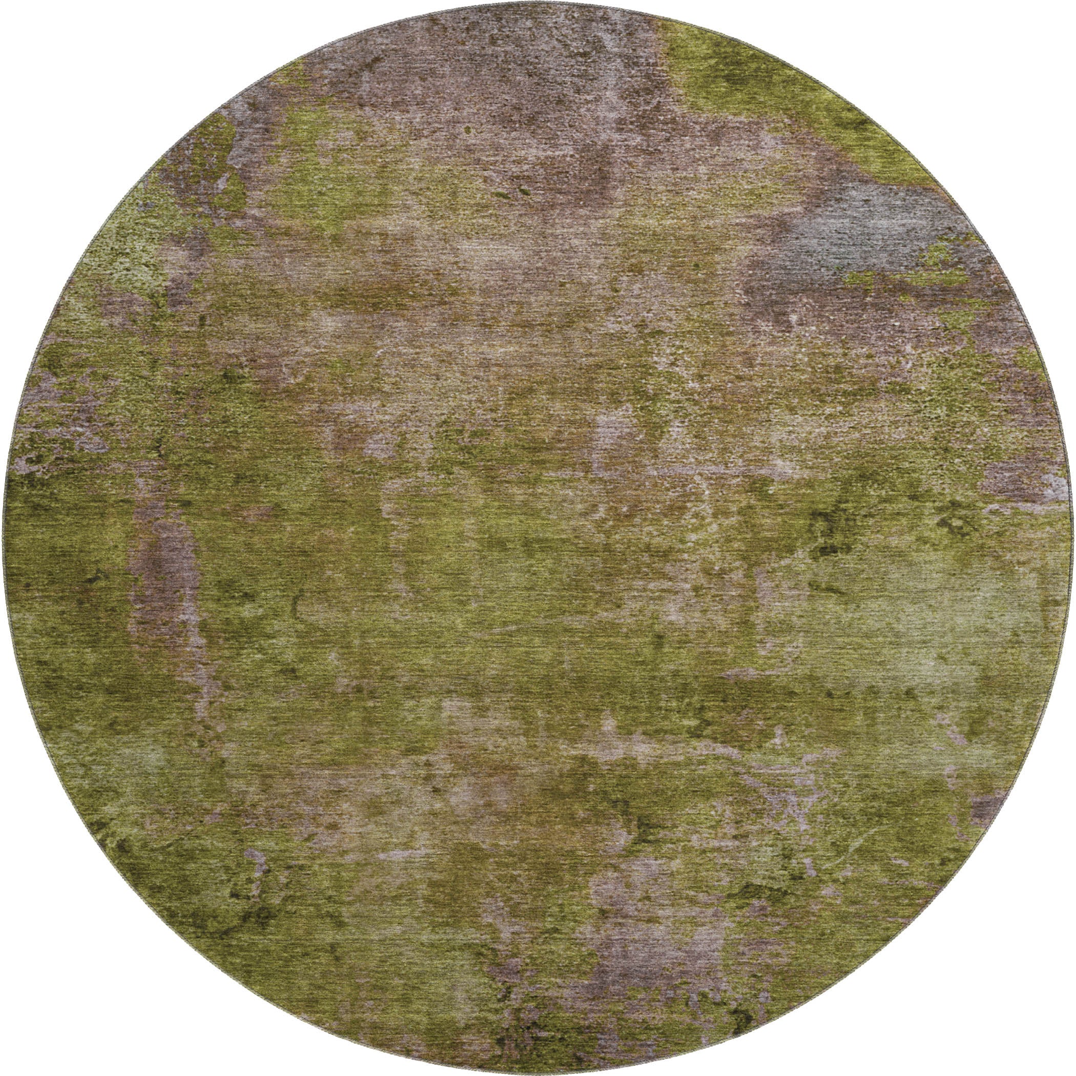 Queenstown Machine Washable Transitional Green Rug 8' x 8' #shape_Round