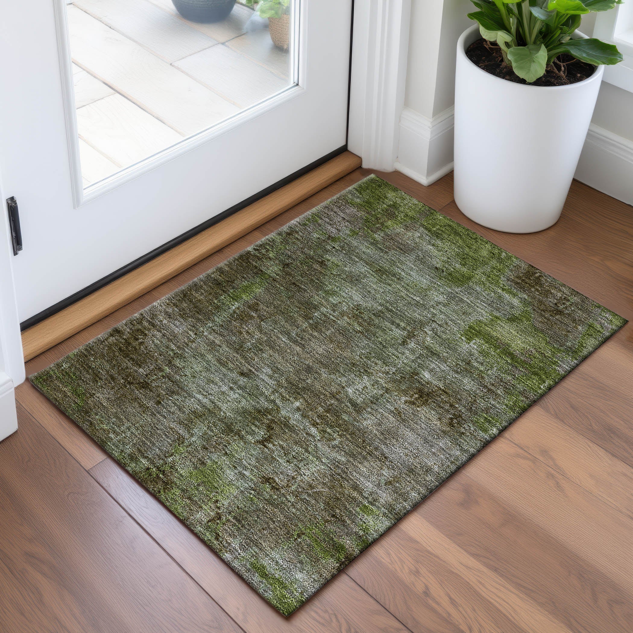 Queenstown Machine Washable Transitional Mocha Brown Rug 1'8" x 2'6" #shape_Rectangle