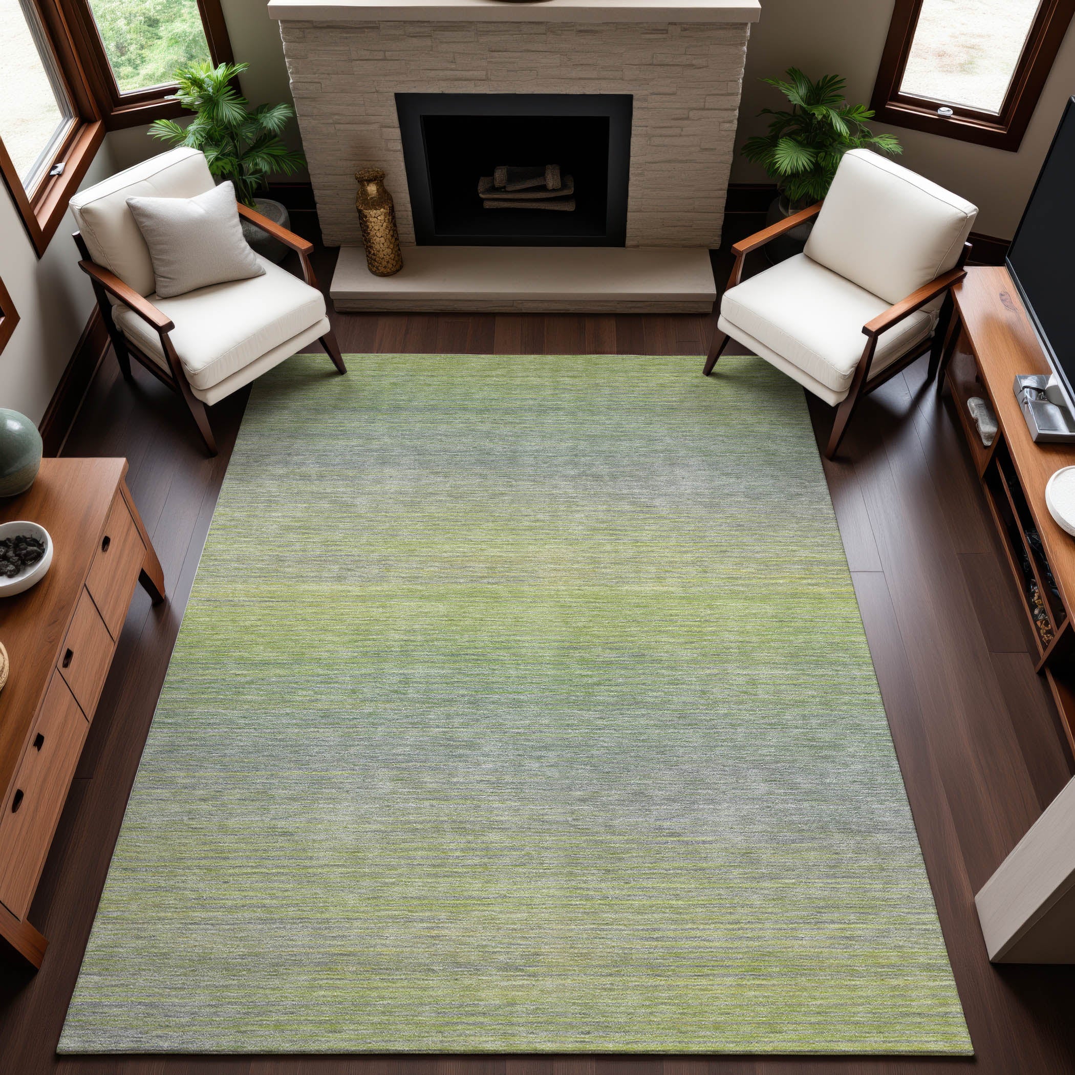 Montevideo Machine Washable Transitional Aloe Green Rug 2'6" x 3'10" #shape_Rectangle