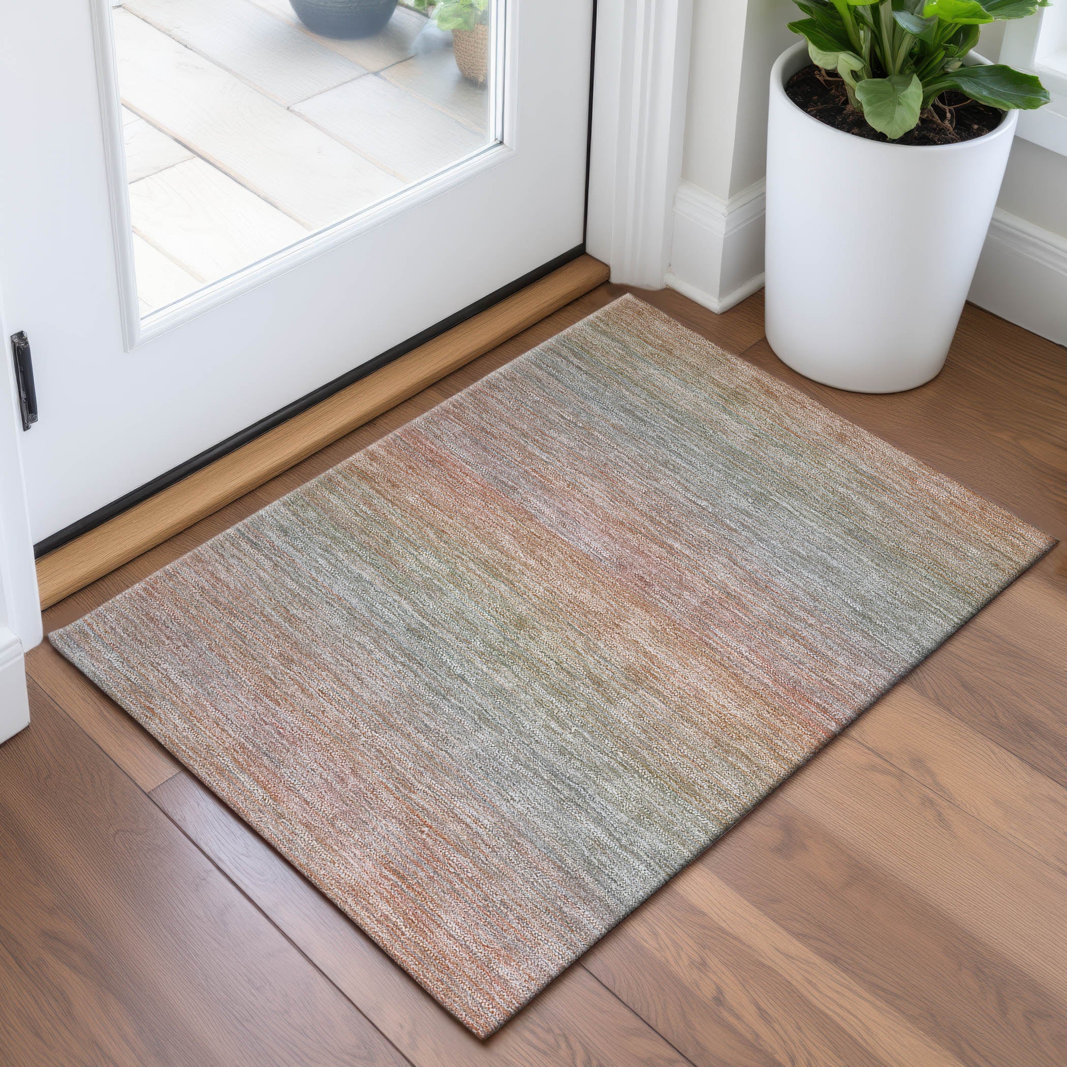Montevideo Machine Washable Transitional Coral Orange Rug 1'8" x 2'6" #shape_Rectangle