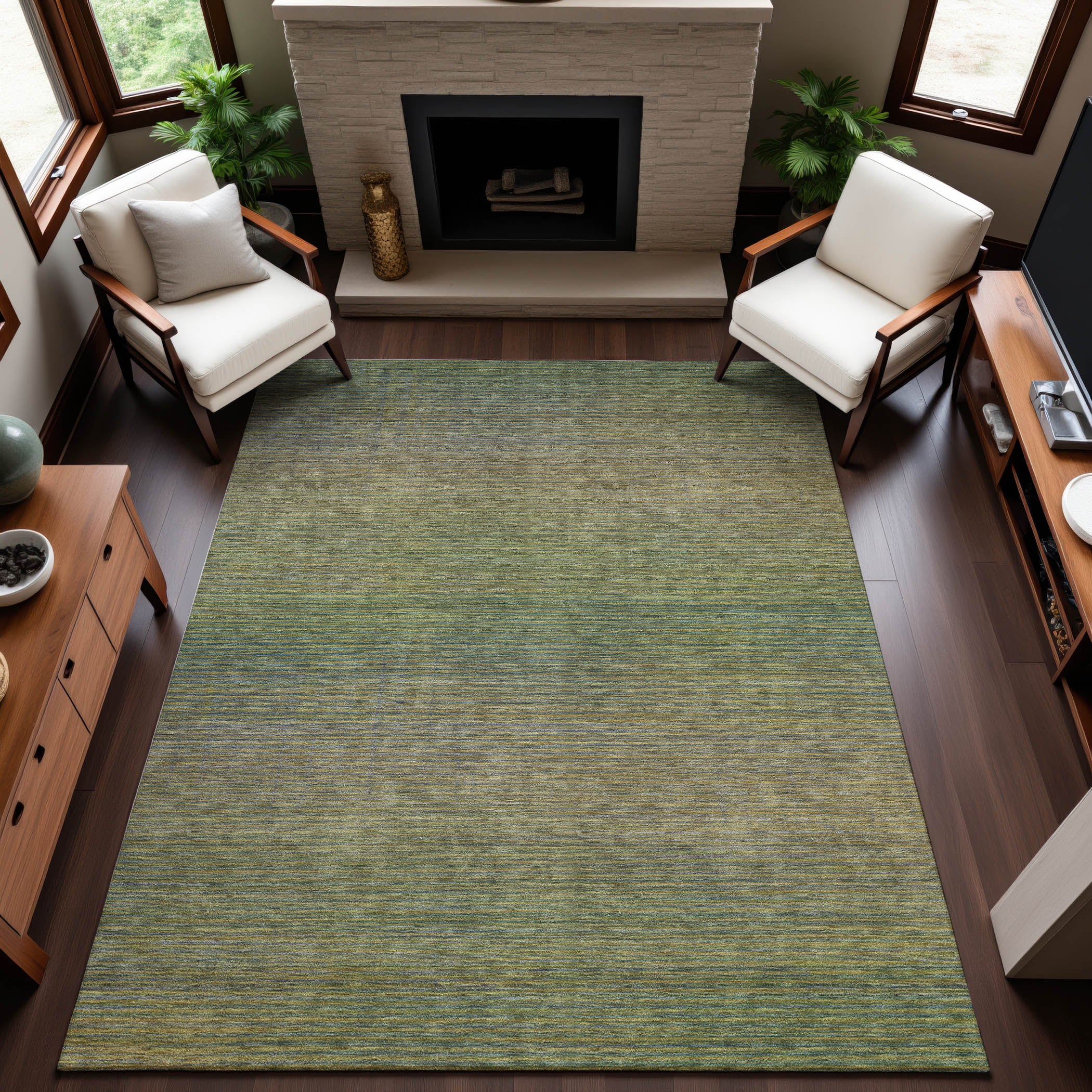 Montevideo Machine Washable Transitional Fern Green Rug 2'6" x 3'10" #shape_Rectangle