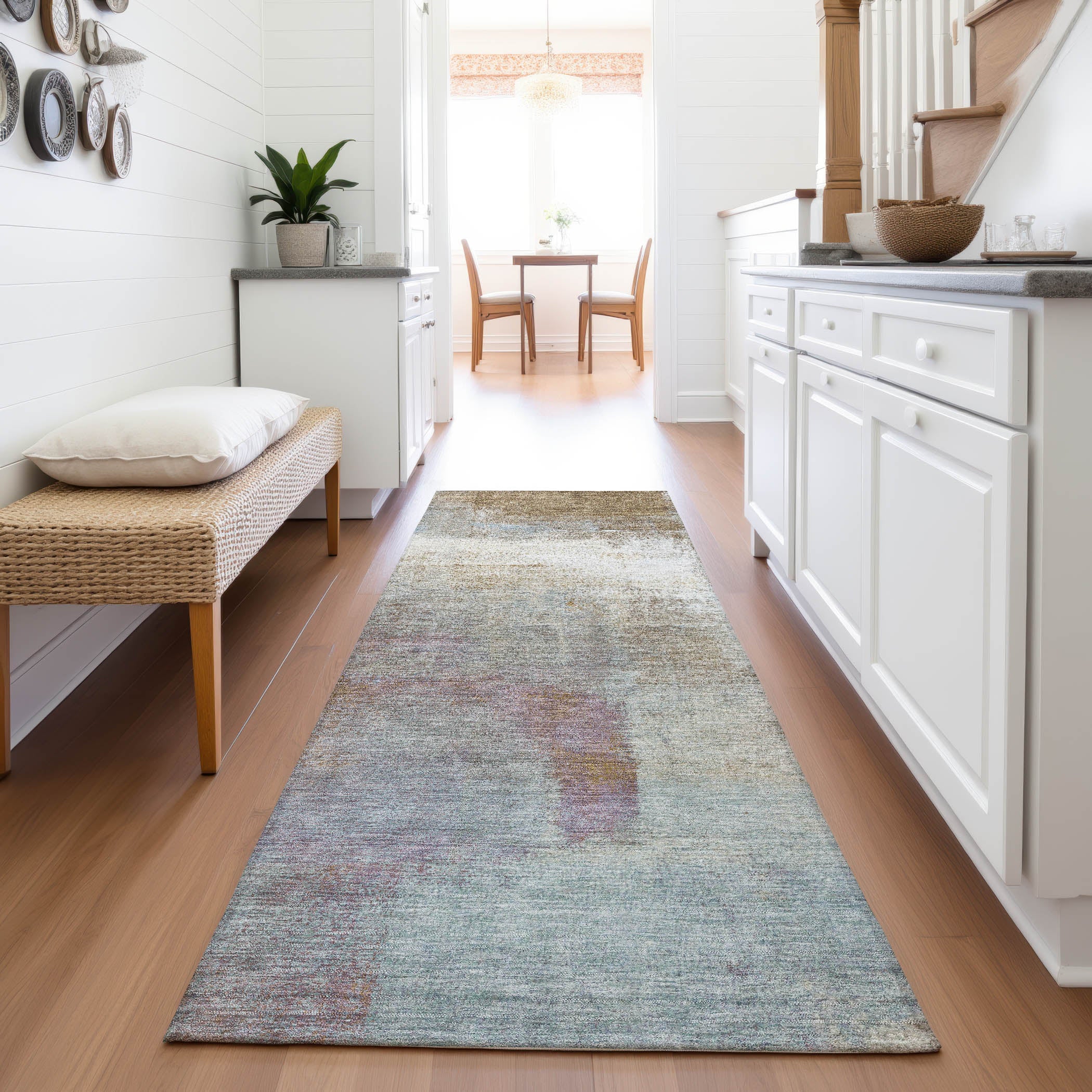 Mostar Machine Washable Transitional Mocha Brown Rug 2'3" x 7'6" #shape_Runner