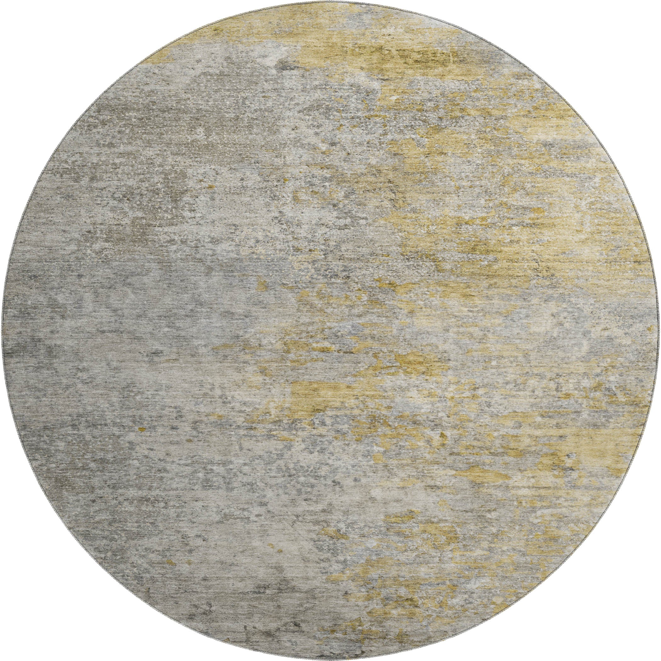 Montevideo Machine Washable Transitional Gray Rug 8' x 8' #shape_Round