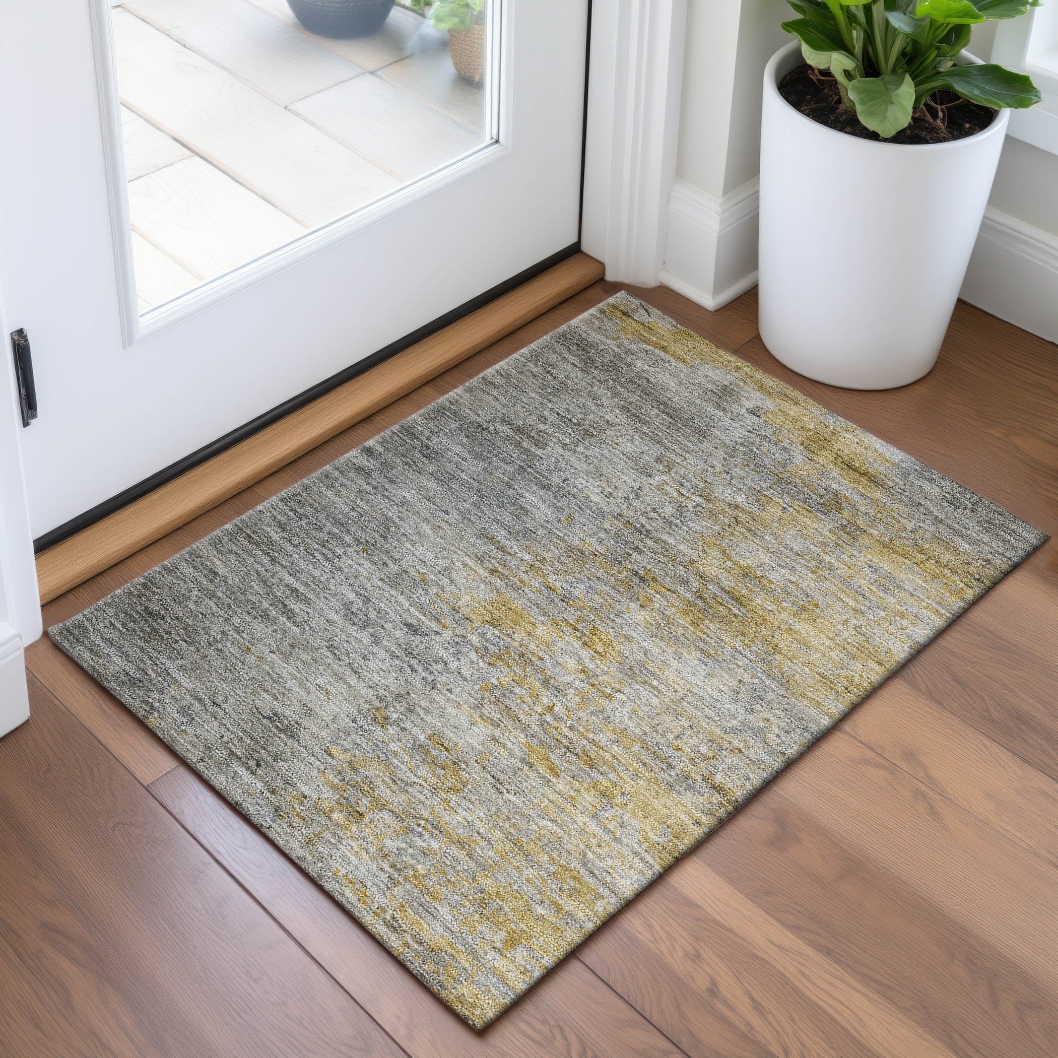 Montevideo Machine Washable Transitional Gray Rug 1'8" x 2'6" #shape_Rectangle