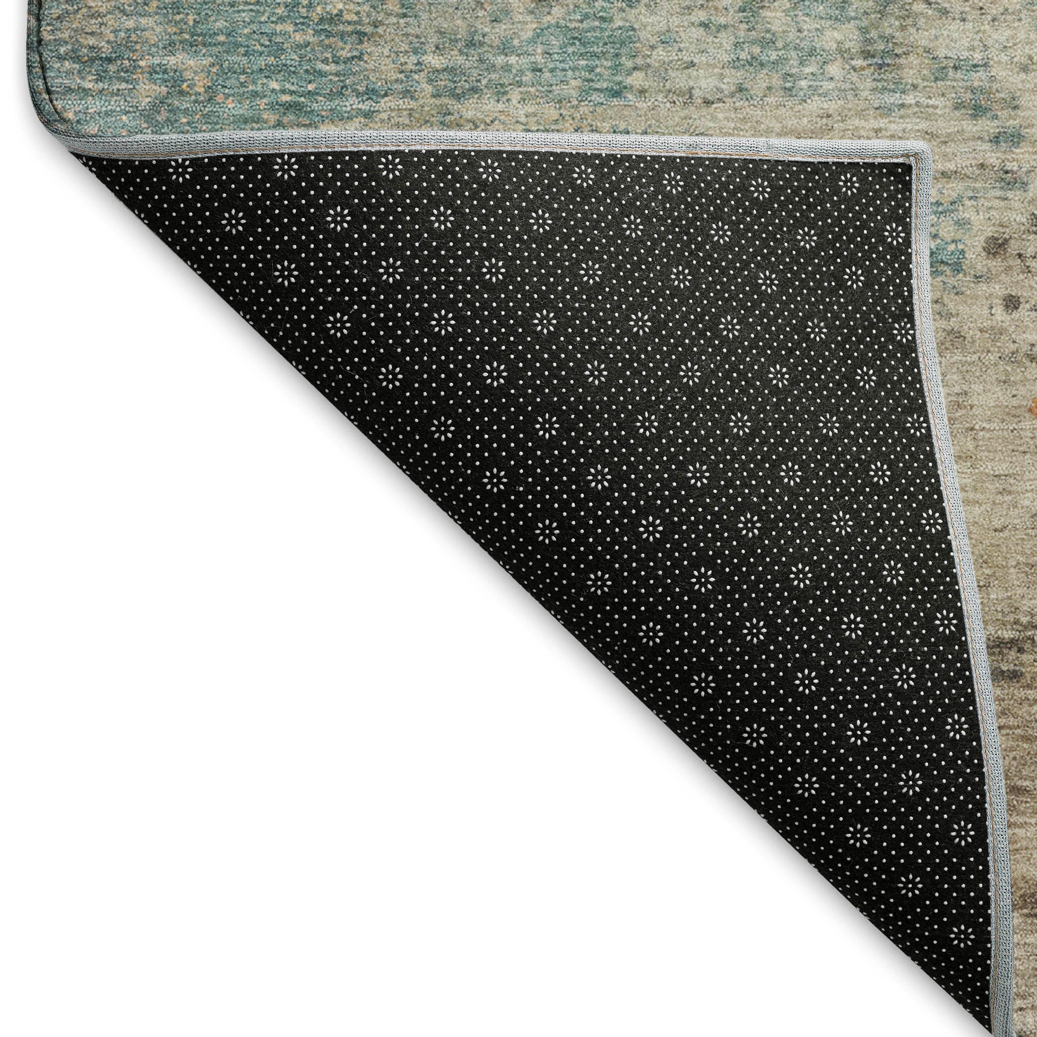Montevideo Machine Washable Transitional Teal Rug 1'8" x 2'6" #shape_Rectangle