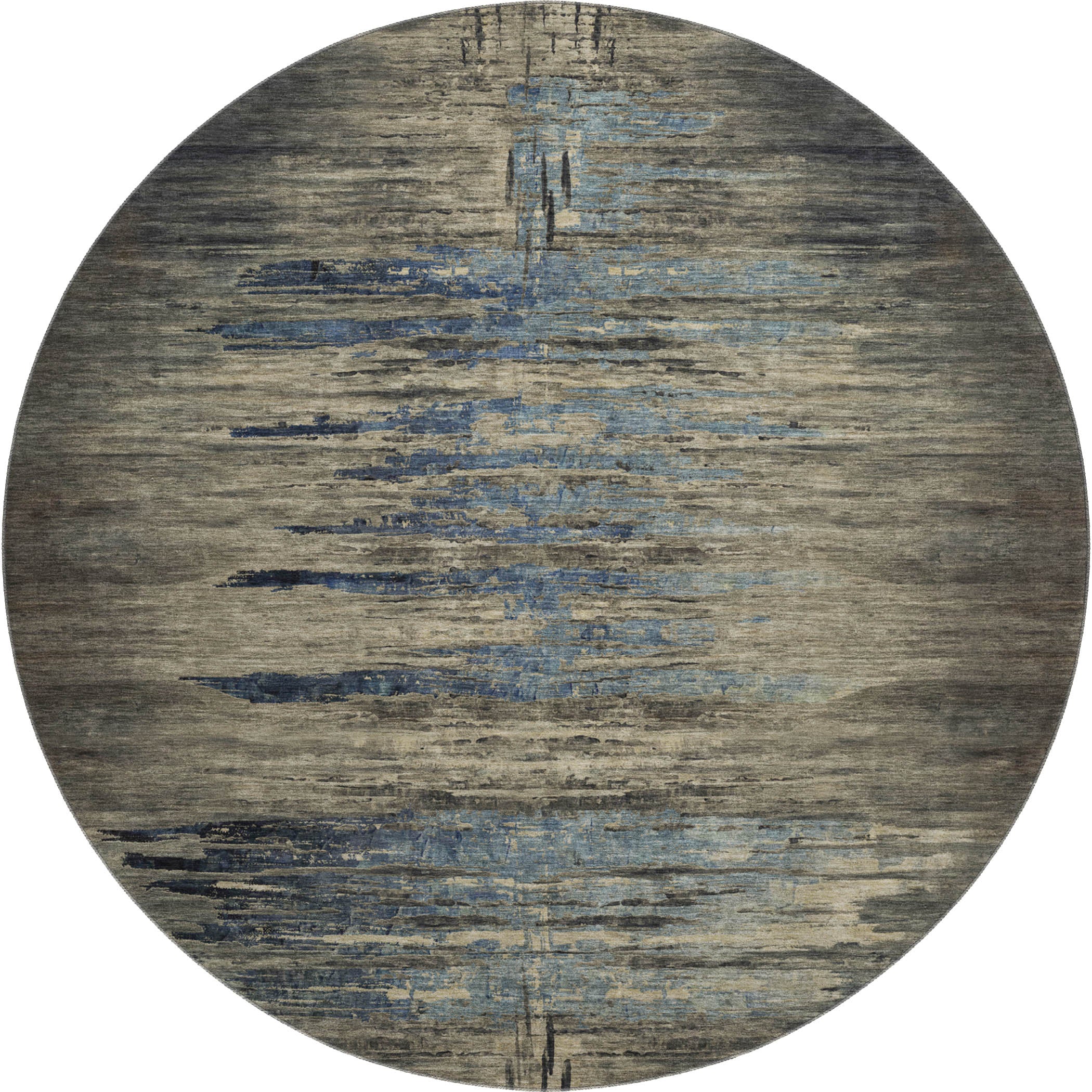 Queenstown Machine Washable Transitional Coffee Brown Rug 8' x 8' #shape_Round