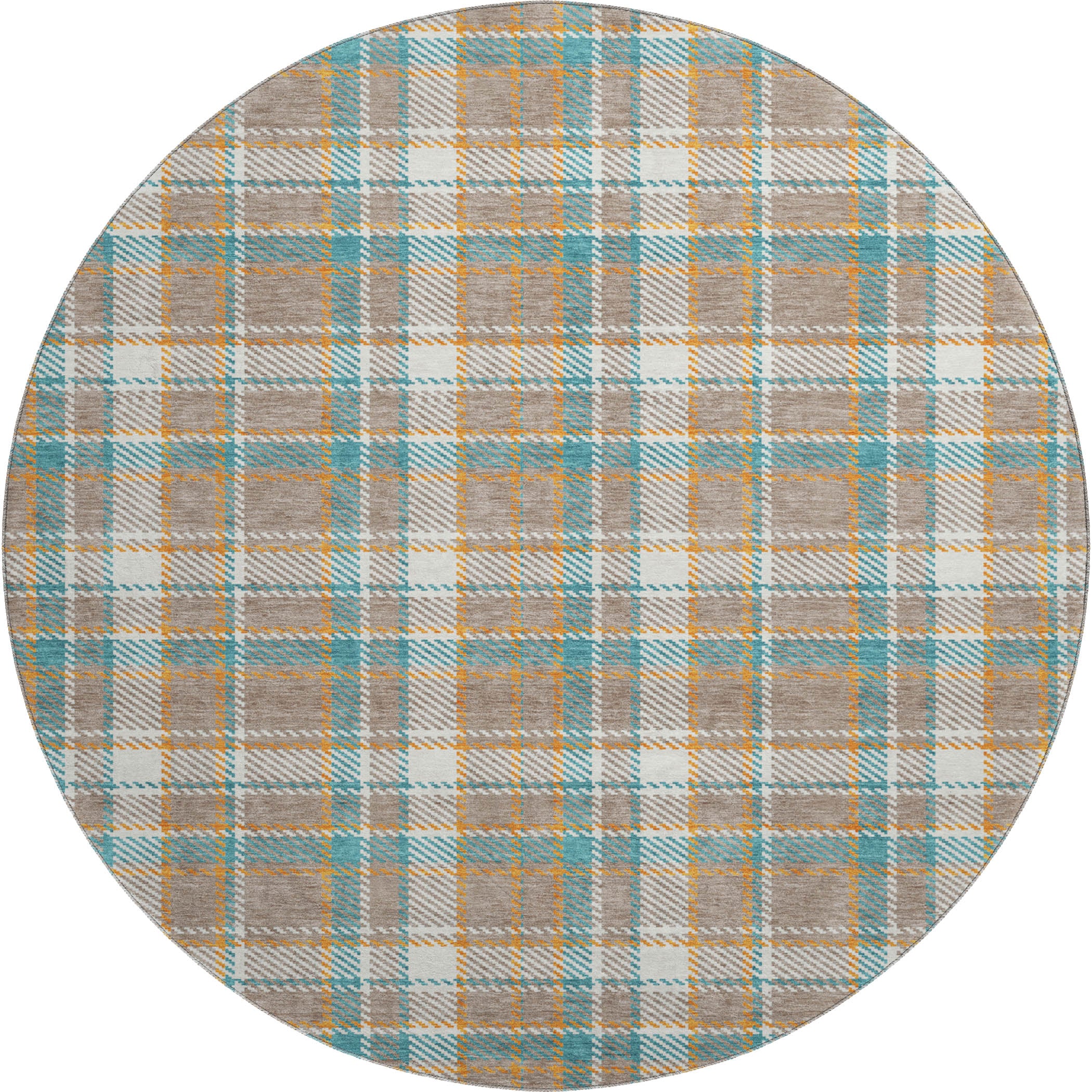 Queenstown Machine Washable Transitional Taupe Brown Rug 8' x 8' #shape_Round