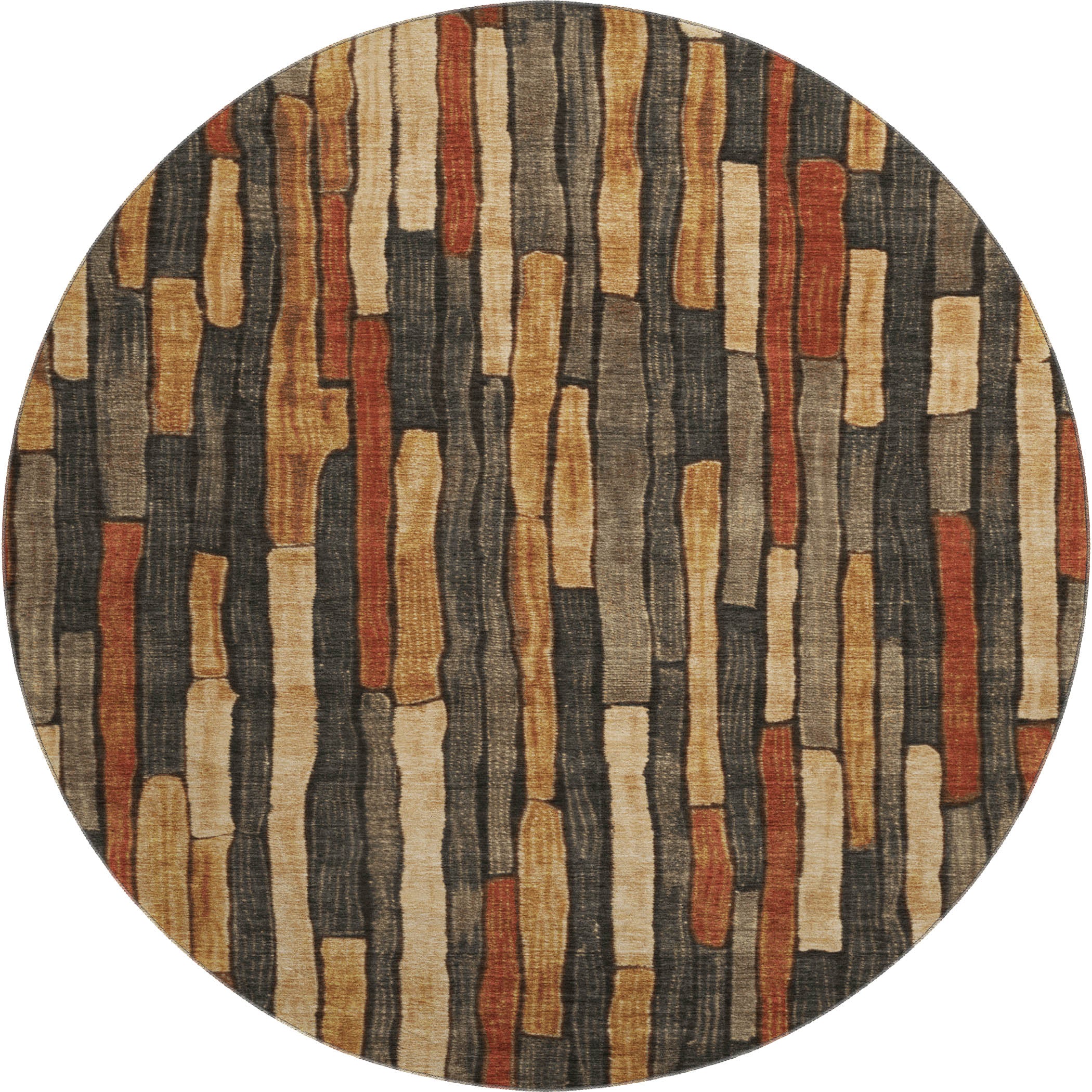 Cusco Machine Washable Transitional Coffee Brown Rug 8' x 8' #shape_Round