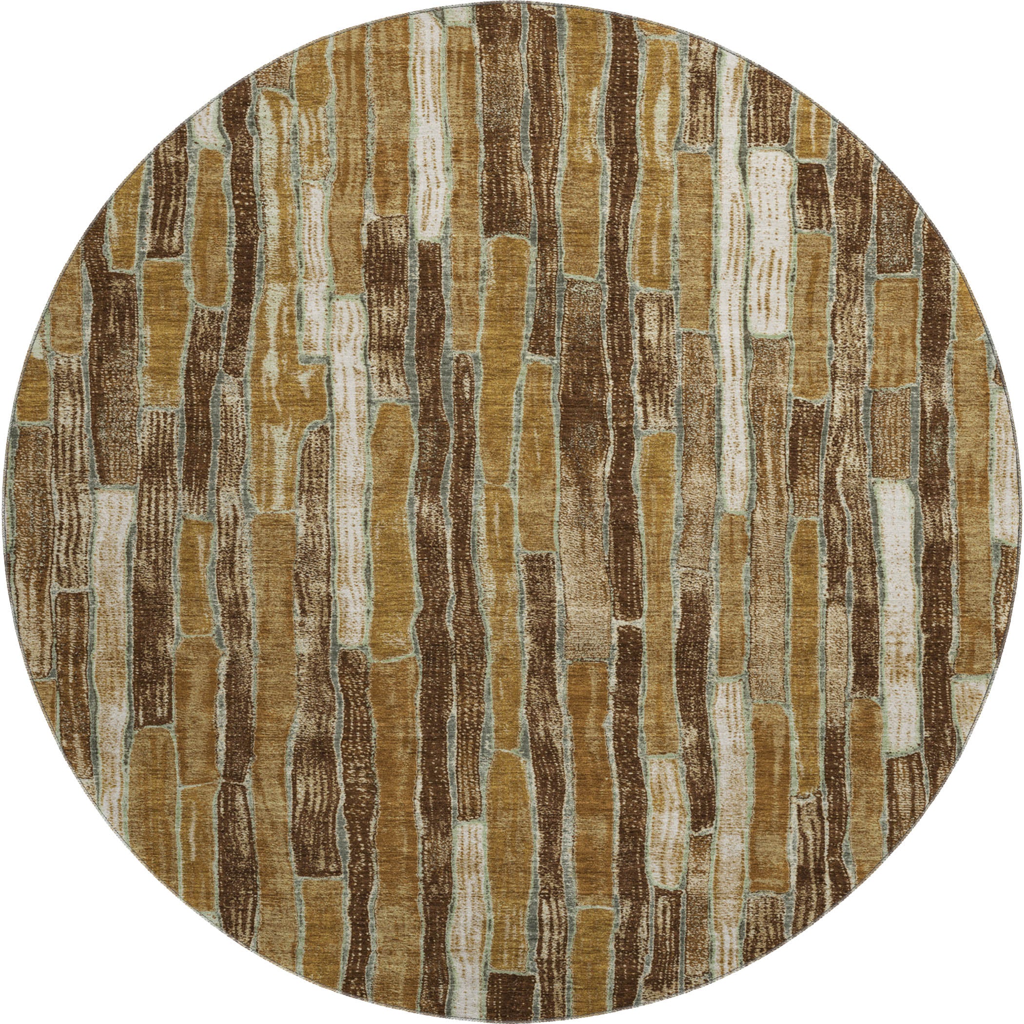 Cusco Machine Washable Transitional Mocha Brown Rug 8' x 8' #shape_Round