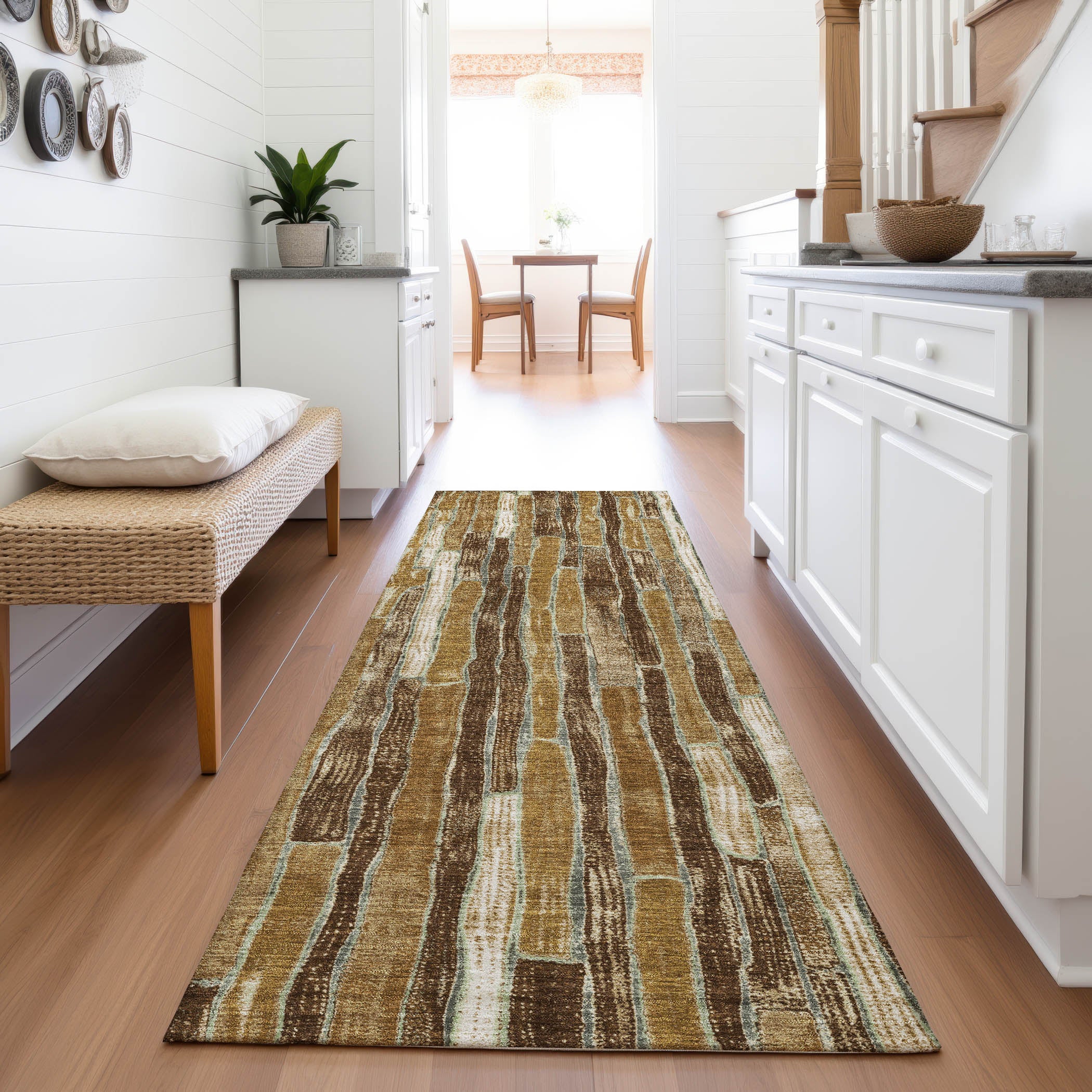 Cusco Machine Washable Transitional Mocha Brown Rug 2'3" x 7'6" #shape_Runner