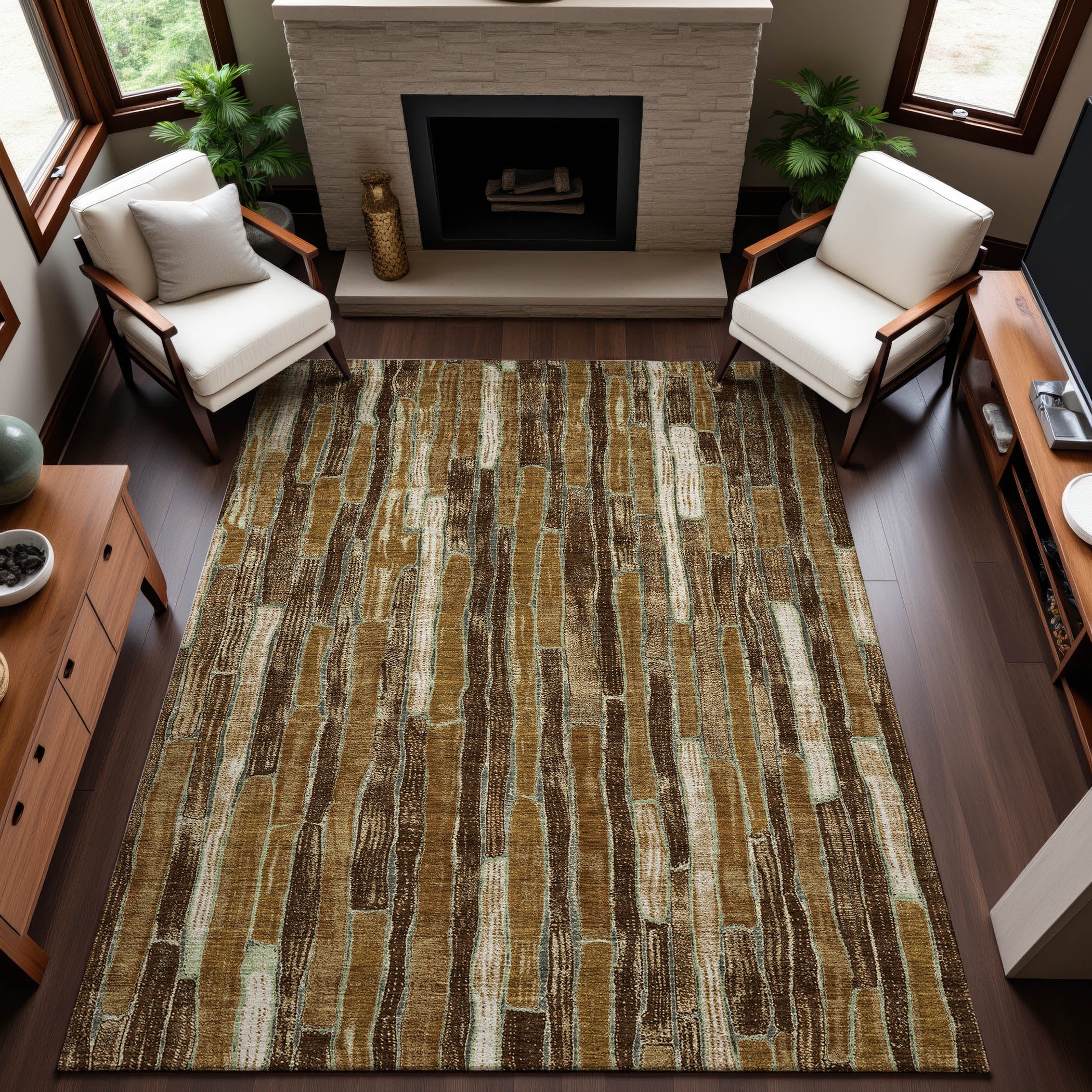 Cusco Machine Washable Transitional Mocha Brown Rug 2'6" x 3'10" #shape_Rectangle