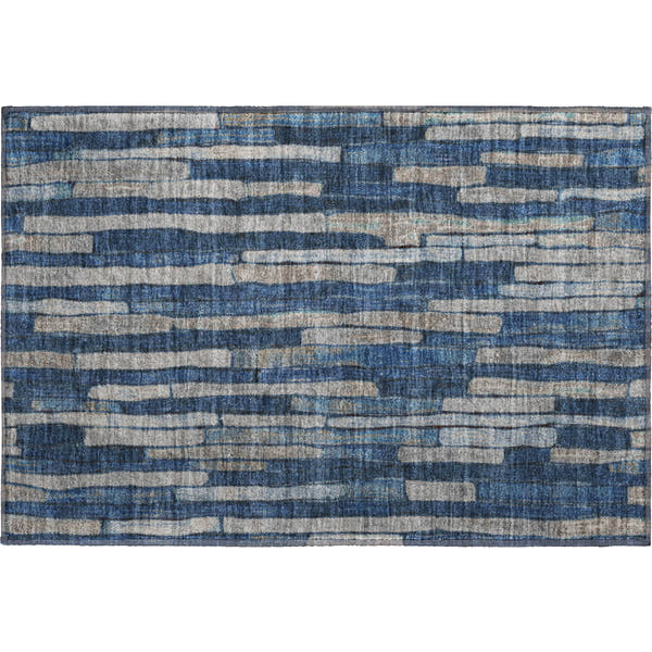 Cusco Machine Washable Transitional Navy Blue Rug 1'8" x 2'6"