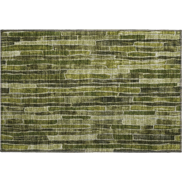 Cusco Machine Washable Transitional Olive Green Rug 1'8" x 2'6"