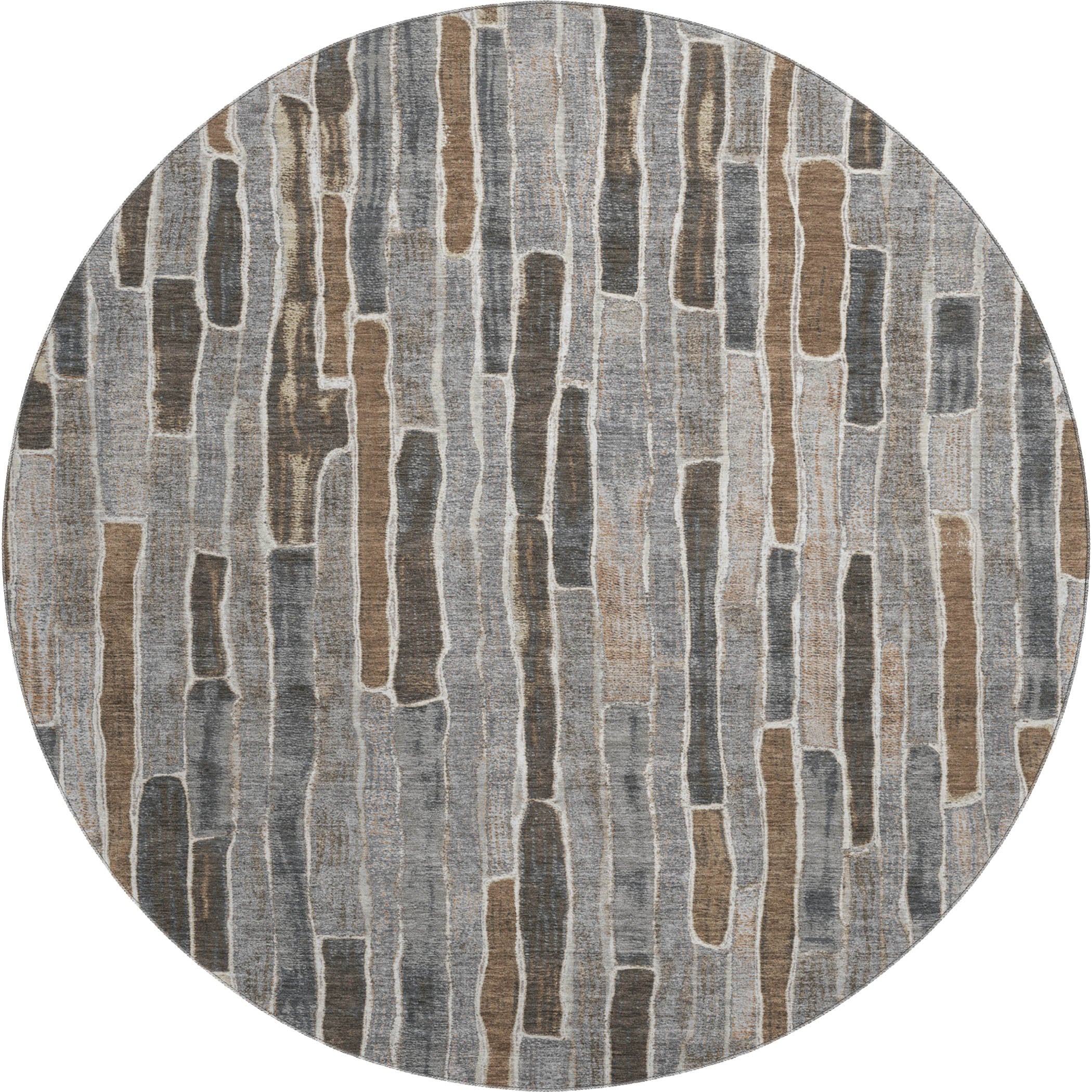 Cusco Machine Washable Transitional Pewter Gray Rug 8' x 8' #shape_Round
