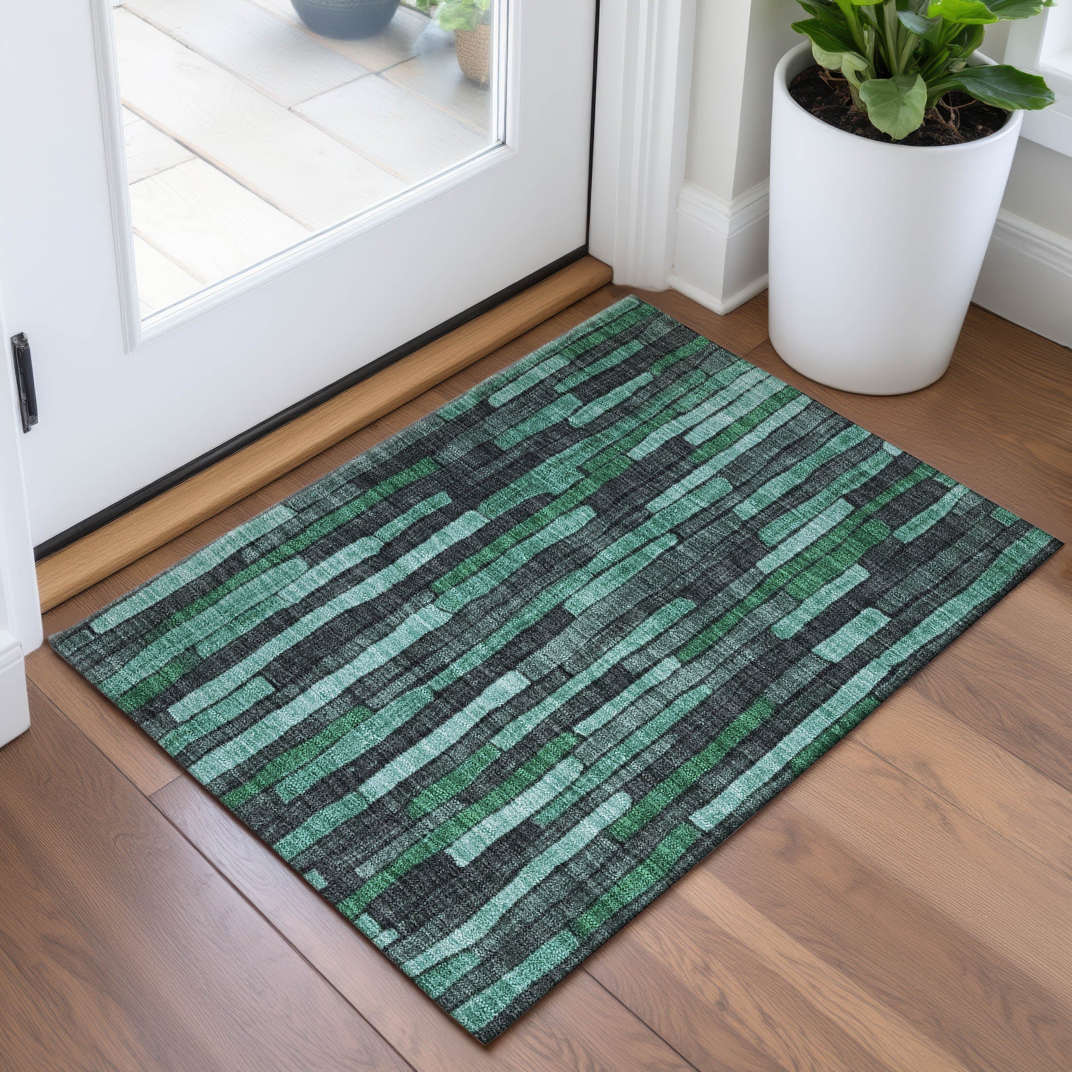 Cusco Machine Washable Transitional Sage Green Rug 1'8" x 2'6" #shape_Rectangle